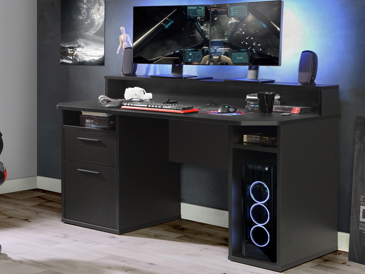 Gaming Tisch 160 cm Computerschreibtisch schwarz - TEZAUR