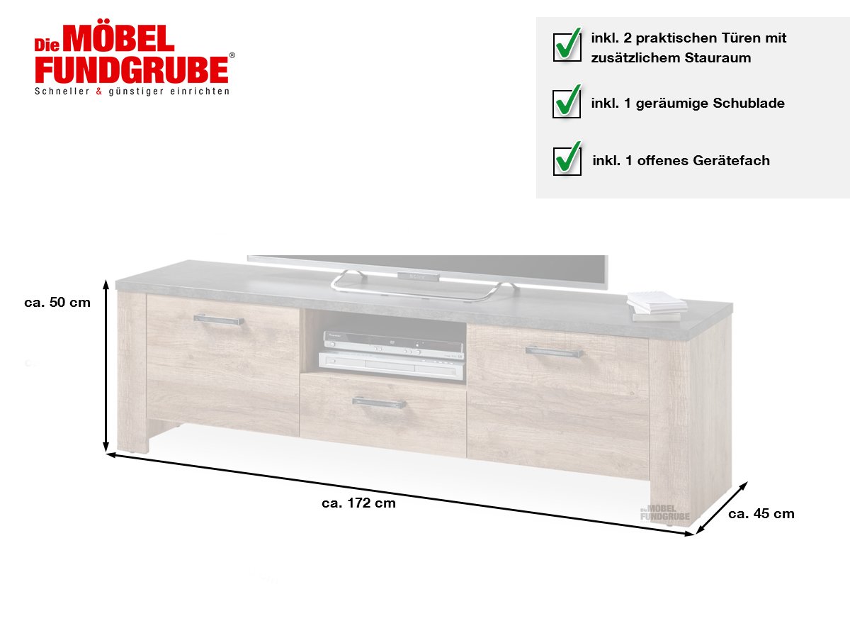 TV - Lowboard Samdal - anthrazit 172 cm TV - Board - EDMONTON