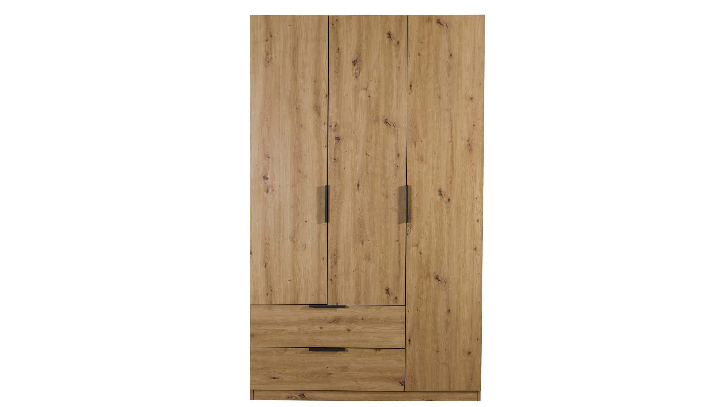 Kleiderschrank mit Schubladen 3-türig Eiche 122 cm - ESPRESSO Kleiderschrank mit Schubladen 3-türig Eiche 122 cm - ESPRESSO