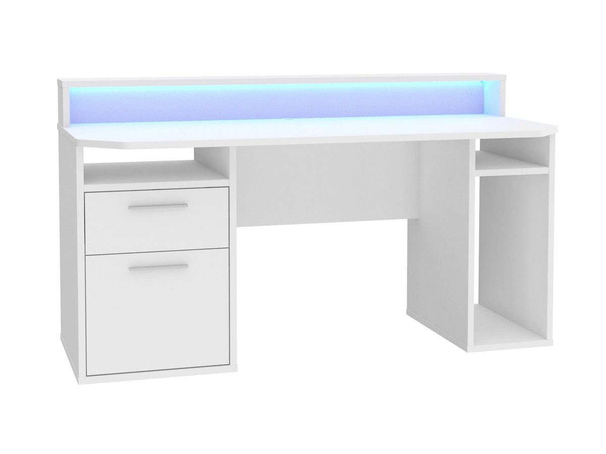 Gaming Tisch Computerschreibtisch 160 cm weiß - LED - TEZAUR Gaming Tisch Computerschreibtisch 160 cm weiß - LED - TEZAUR