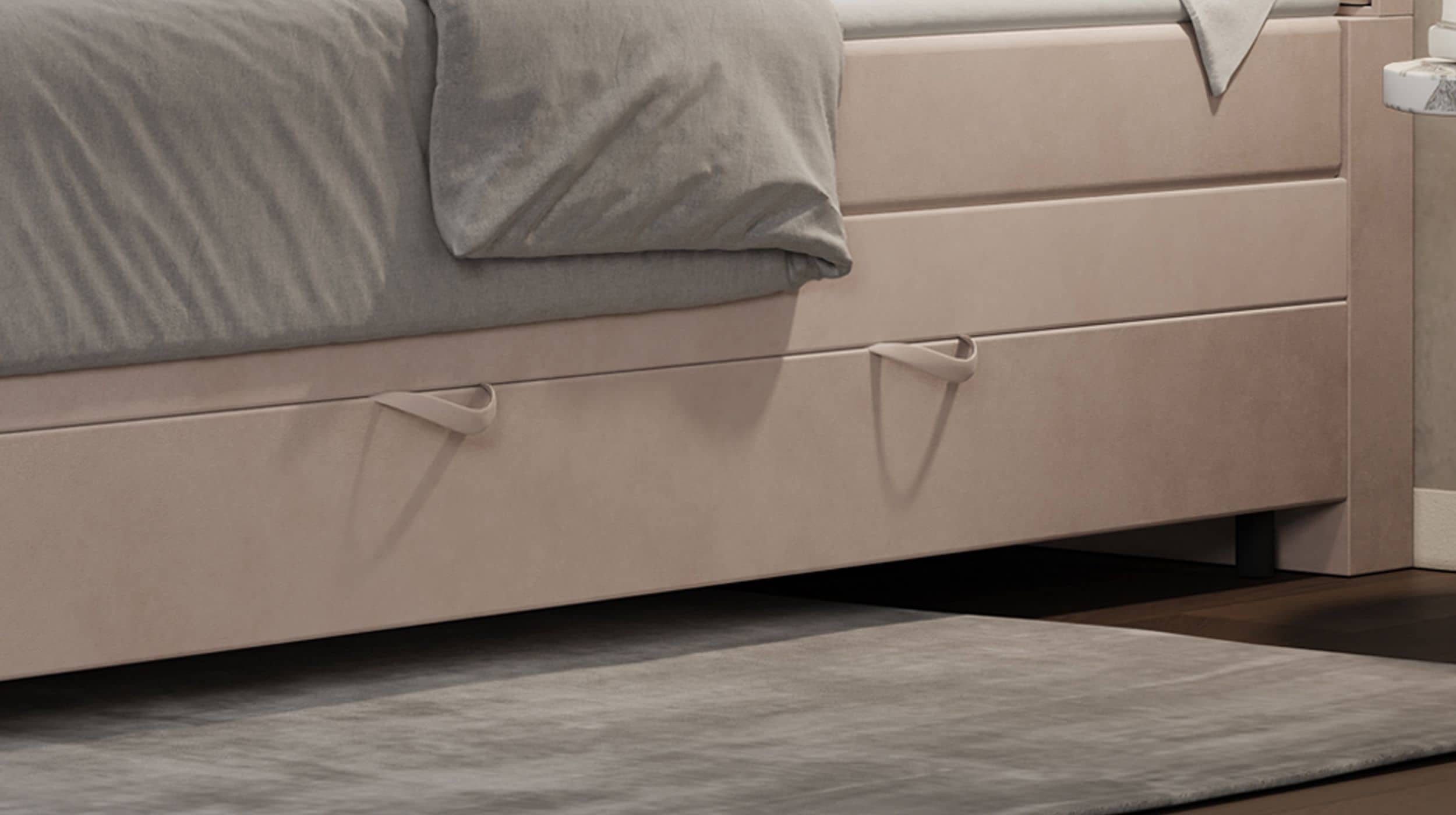 Boxspringbett 200 x 200 cm mit Bettkasten creme - LANCIANO