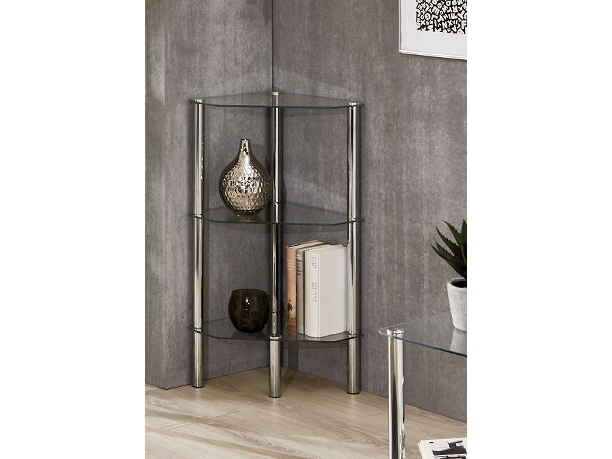 Beistelltisch Ecke chrom - Glas 46 x 77 cm - EMDEN
