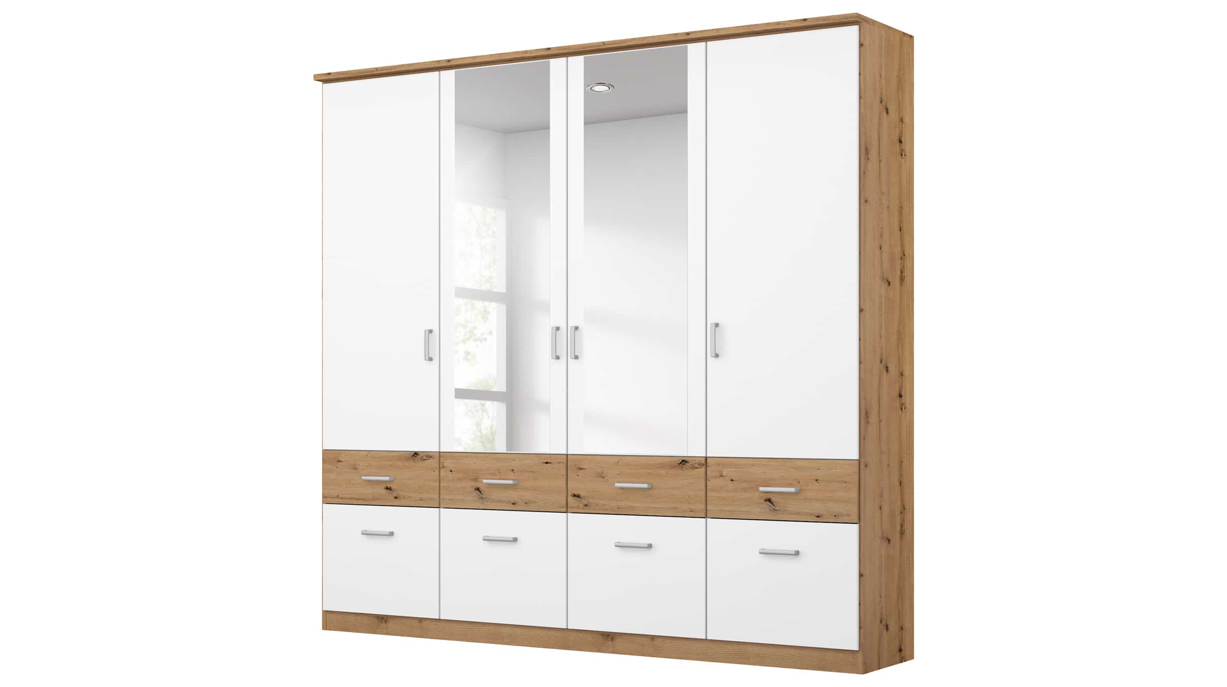 Kleiderschrank Spiegel - 181 cm - Artisan Eiche - weiß - rauch - BREMEN-EXTRA Kleiderschrank mit Spiegel 181 cm weiß - BREMEN-EXTRA