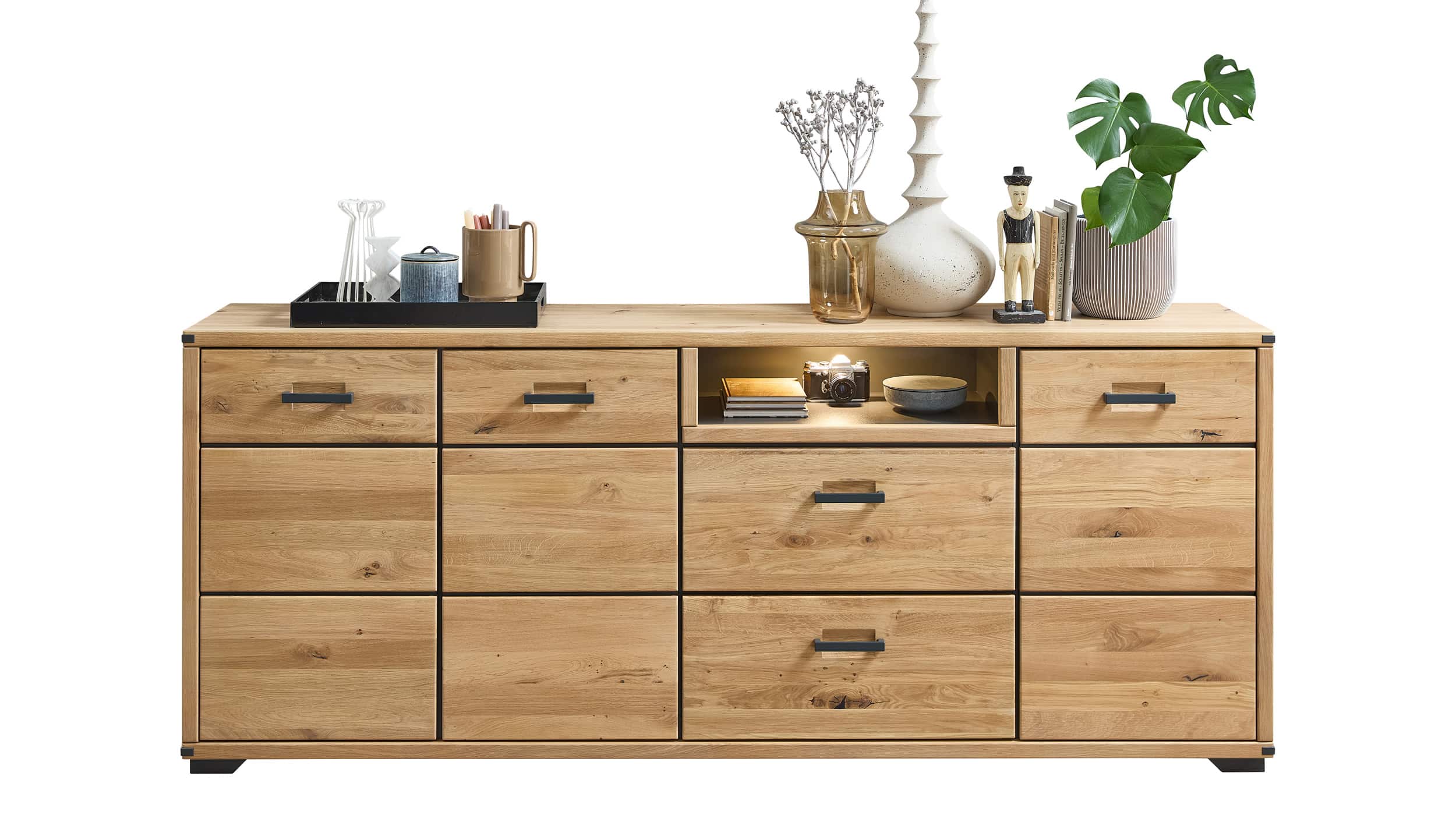 Sideboard mit Beleuchtung - Wildeiche - 219 cm - CATANIA Sideboard mit Beleuchtung Wildeiche teilmassiv 219 cm - CATANIA