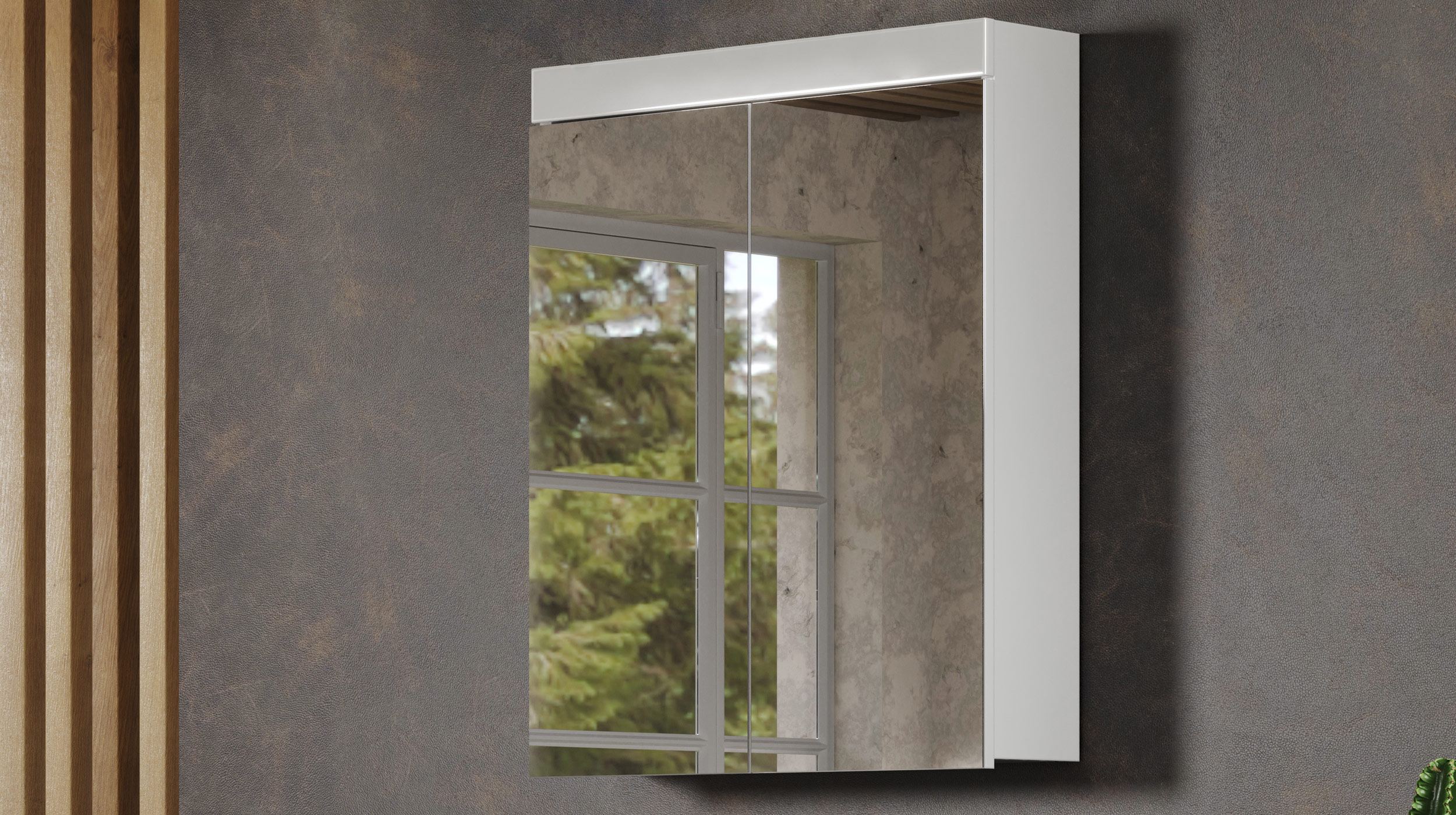 Spiegelschrank weiß hochglanz 60 cm - AMANDA