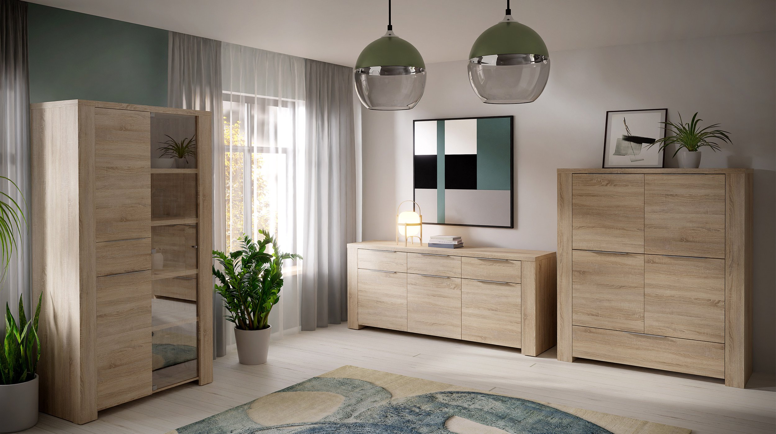 Sideboard Sonoma Eiche - 3-türig - 188 cm - CALPE