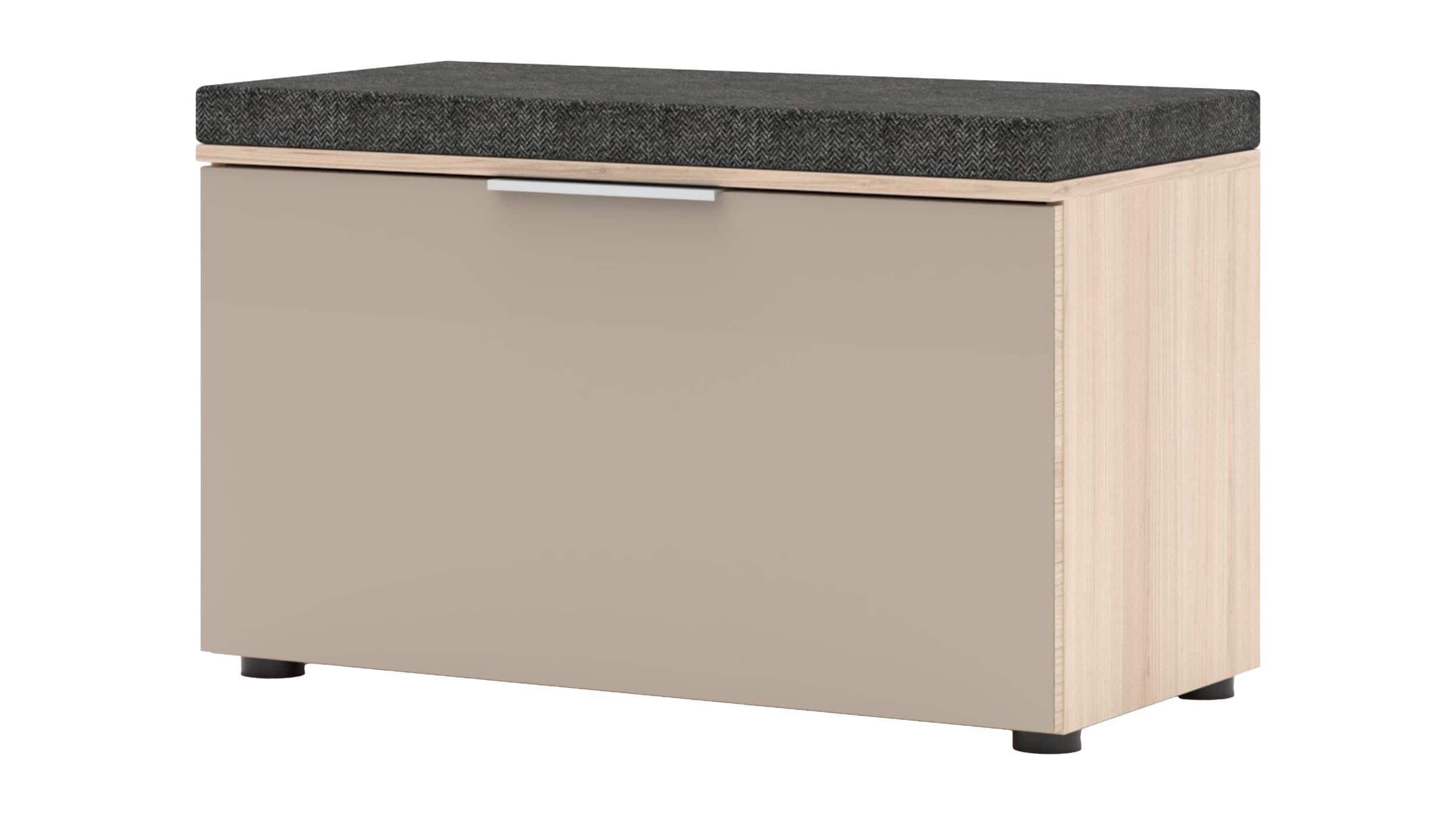 Garderobenbank beige Glasfront - Riva Eiche 80 cm - SANTORIN Garderobenbank beige Glasfront - Riva Eiche 80 cm - SANTORIN