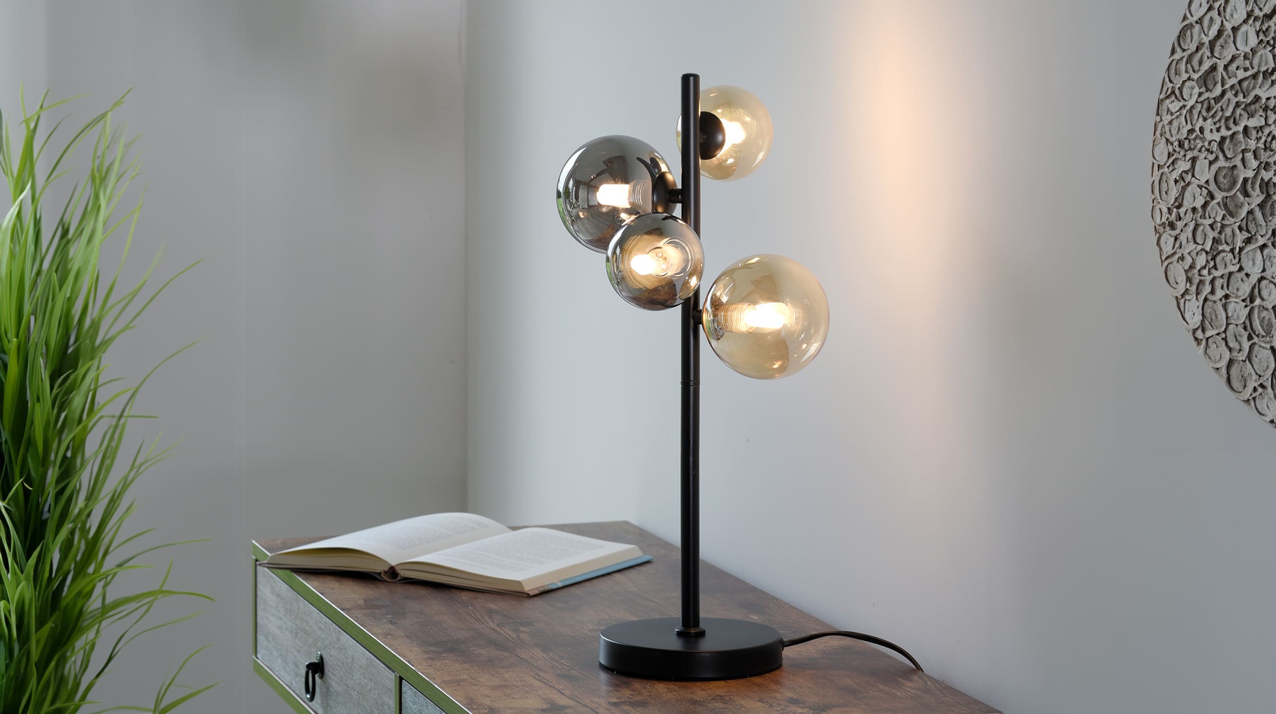 Tischlampe LED schwarz 24 x 48 cm Rauchglas - POPSICLE