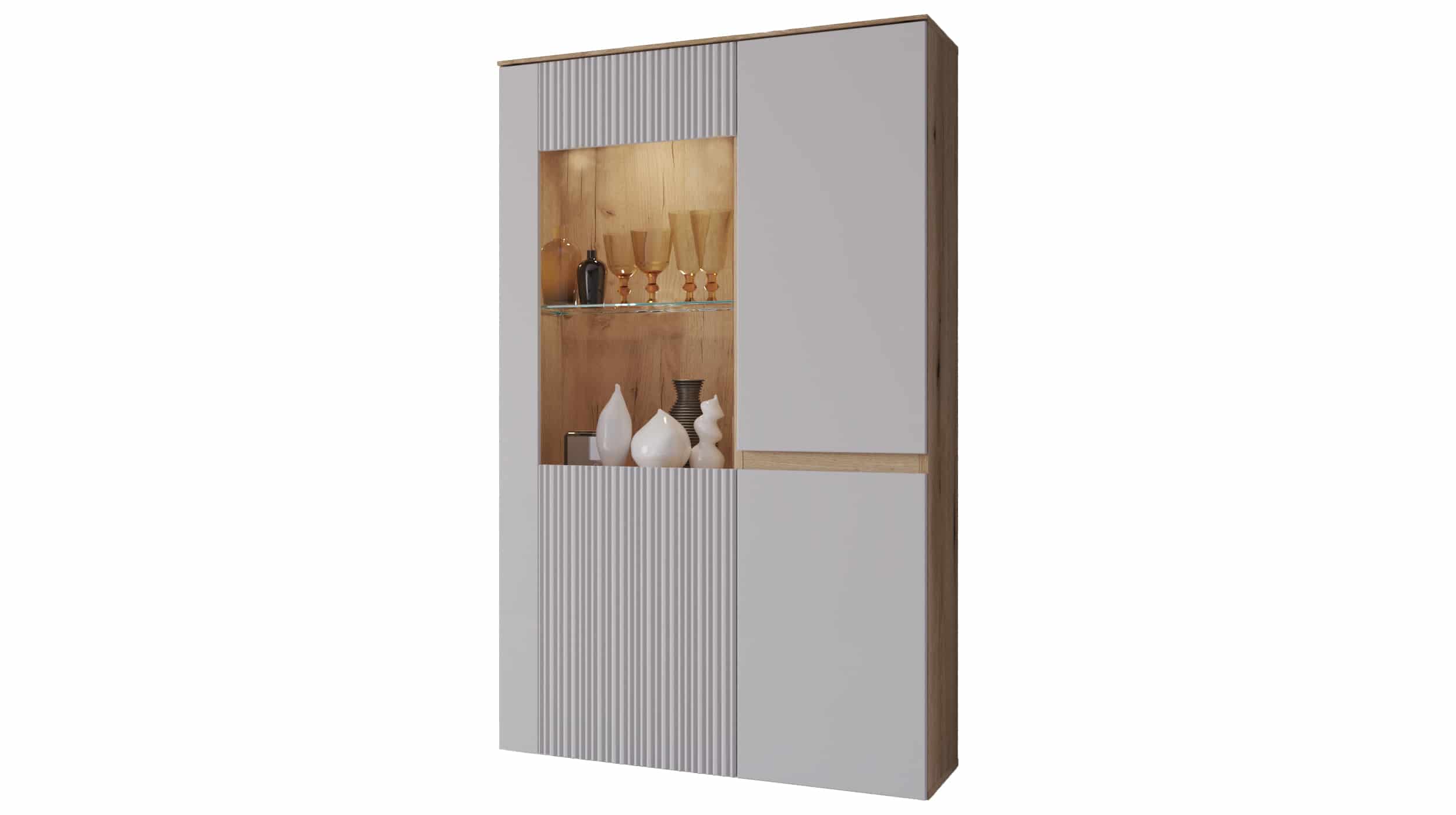 Vitrine mit Glastür grau - Coast Evoke Eiche 152 cm - MANILLA Vitrine mit Glastür grau - Coast Evoke Eiche 152 cm - MANILLA
