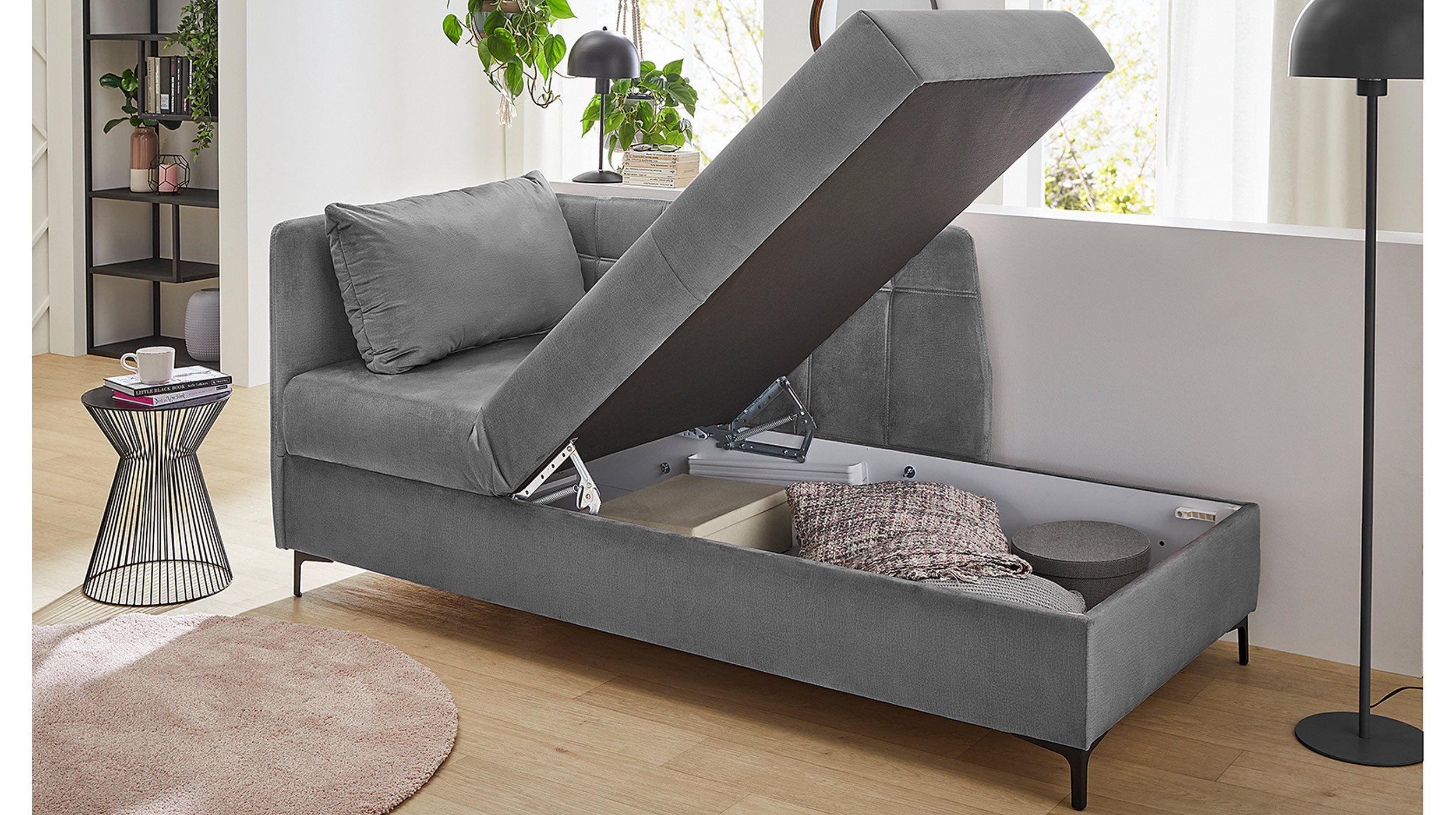 Einzelsofa 207 cm Recamiere Sofa grau - MARIE