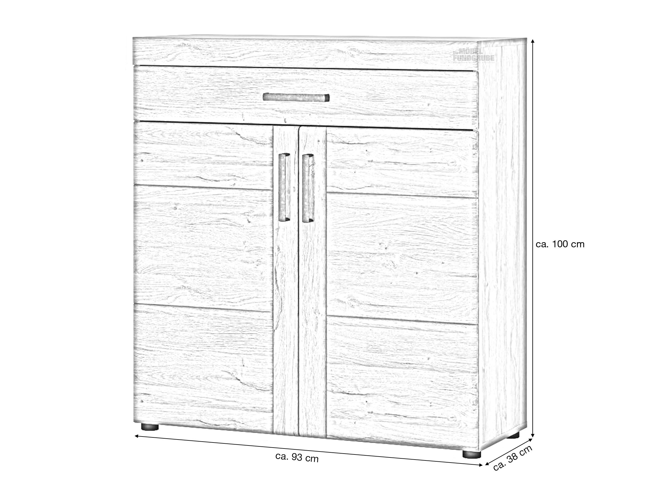 Schuhschrank Grandson Eiche 93 x 100 cm 2-türig - CORTINA