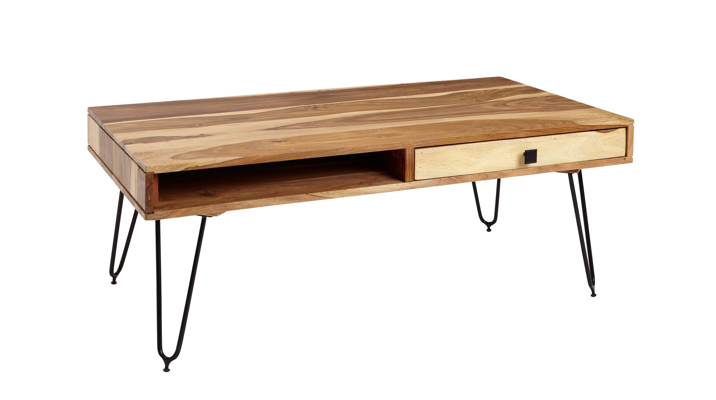 Couchtisch mit Schublade Akazie massiv lackiert 115 x 60 cm - BLOMMA Couchtisch mit Schublade Akazie massiv lackiert 115 x 60 cm - BLOMMA