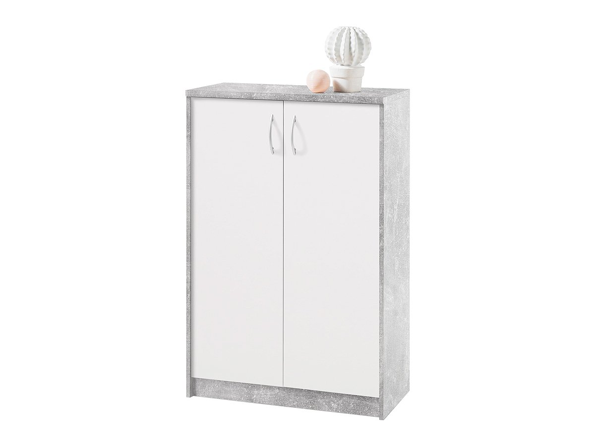 Kommode mit 2 Türen Betonoptik - weiß 74 cm - OPTIMUS Kommode mit 2 Türen Betonoptik - weiß 74 cm - OPTIMUS