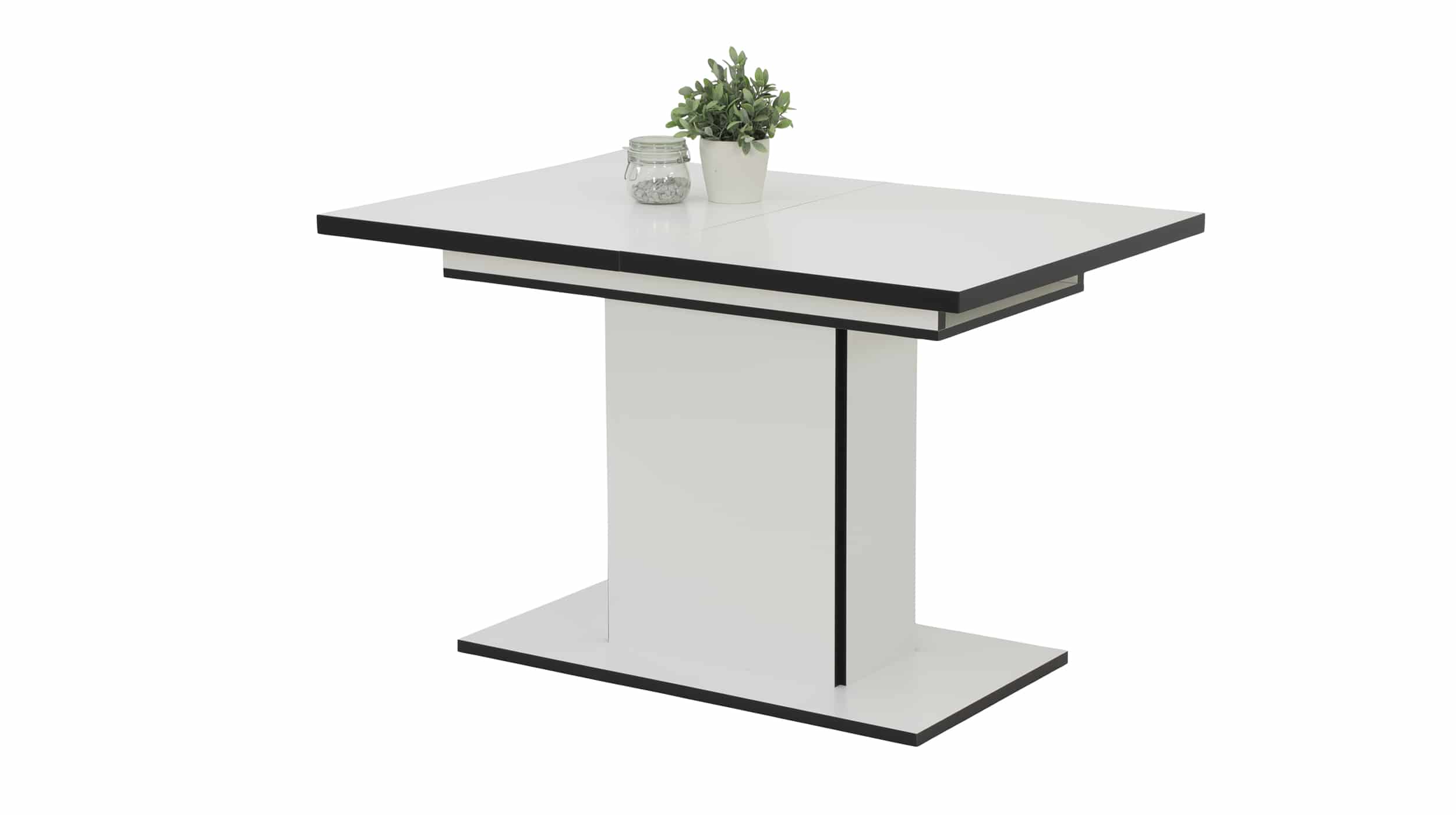 Esstisch Säulentisch 120 - 160 cm ausziehbar weiß - MELANIE Esstisch Säulentisch 120 - 160 cm ausziehbar weiß - MELANIE