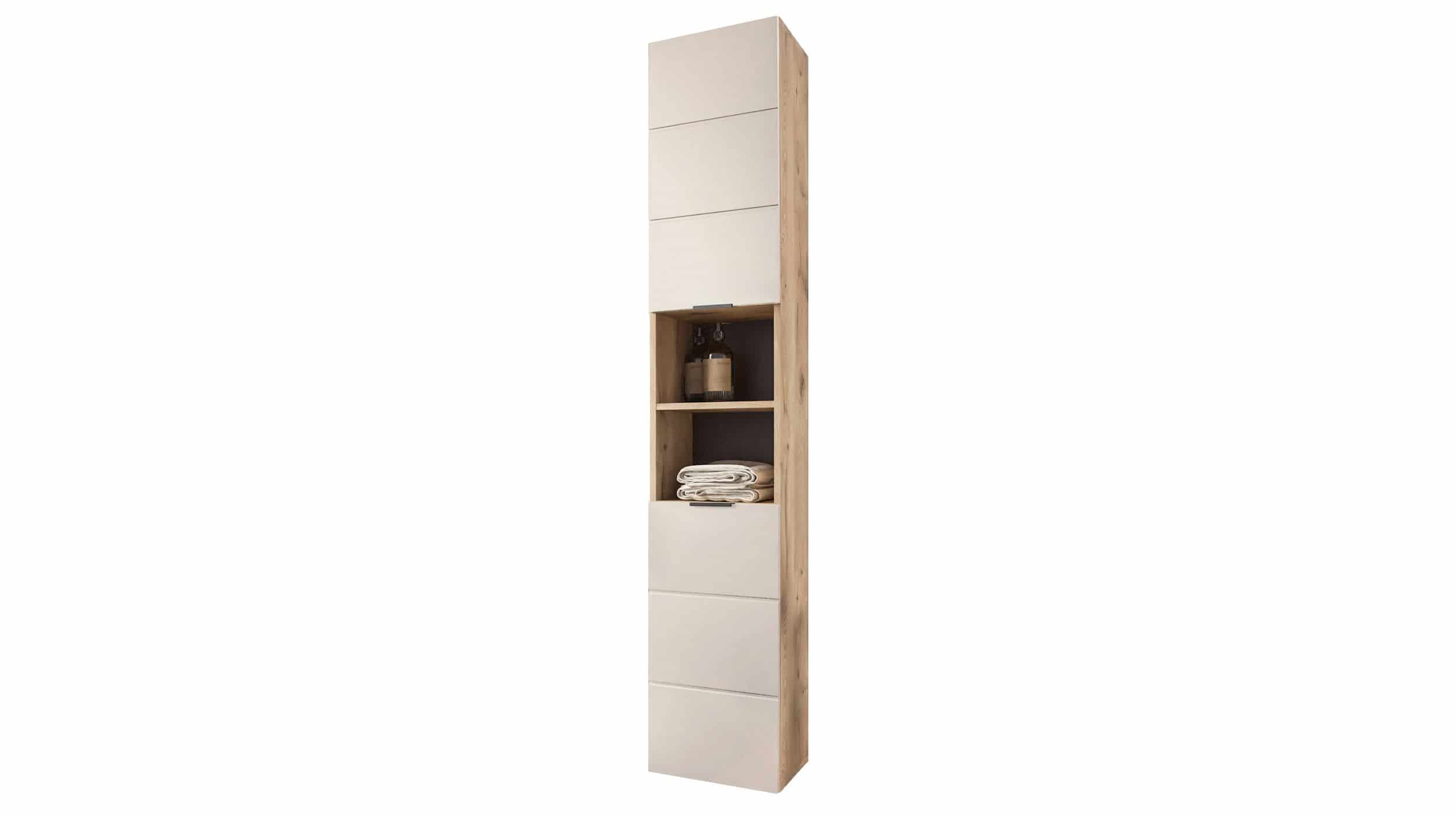 Bad Hochschrank Viking Eiche - beige 2 Türen Breite 34 cm - KRETA Bad Hochschrank Viking Eiche - beige 2 Türen Breite 34 cm - KRETA