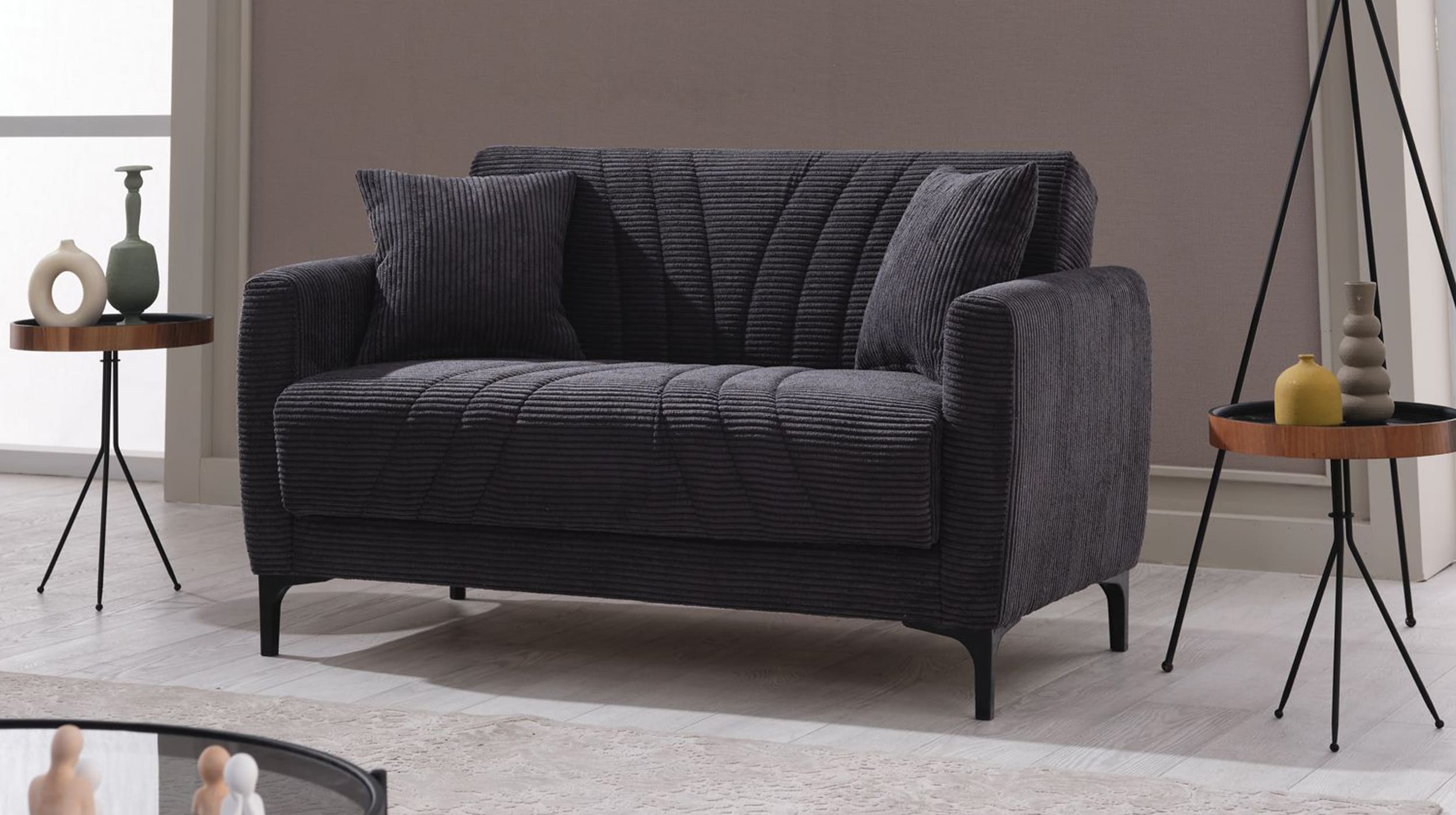 Einzelsofa Cord mit Schlaffunktion 143 cm 2-Sitzer - COMADIO 