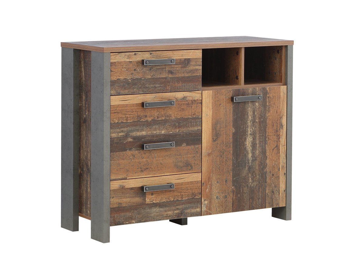 Sideboard mit 4 Schubladen Old Wood Vintage - Betonoptik 107 cm - CLIF Sideboard mit 4 Schubladen Old Wood Vintage - Betonoptik 107 cm - CLIF