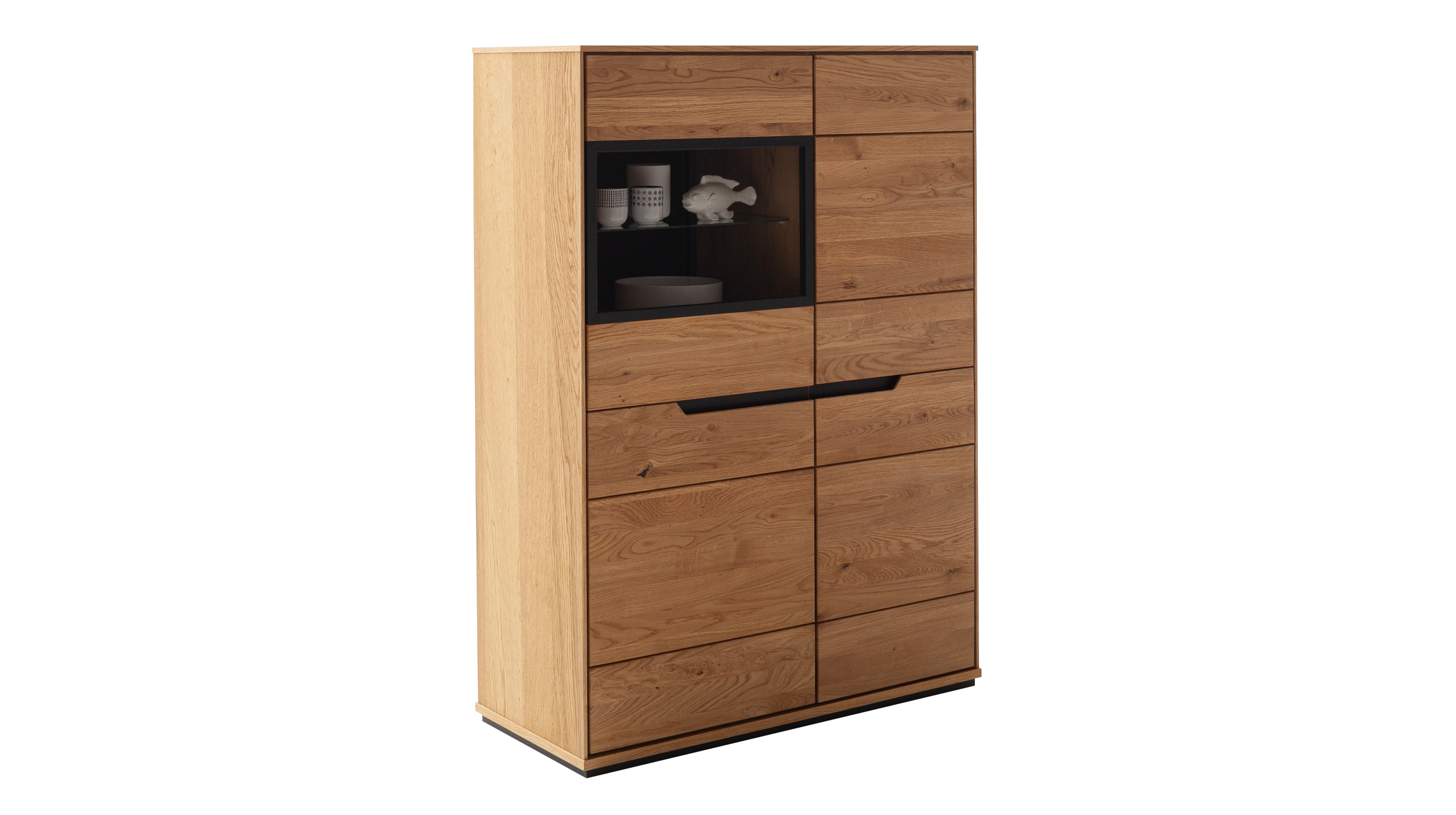 Highboard mit Glastür Wildeiche geölt teilmassiv 93 cm - ARAYA Highboard mit Glastür Wildeiche geölt teilmassiv 93 cm - ARAYA