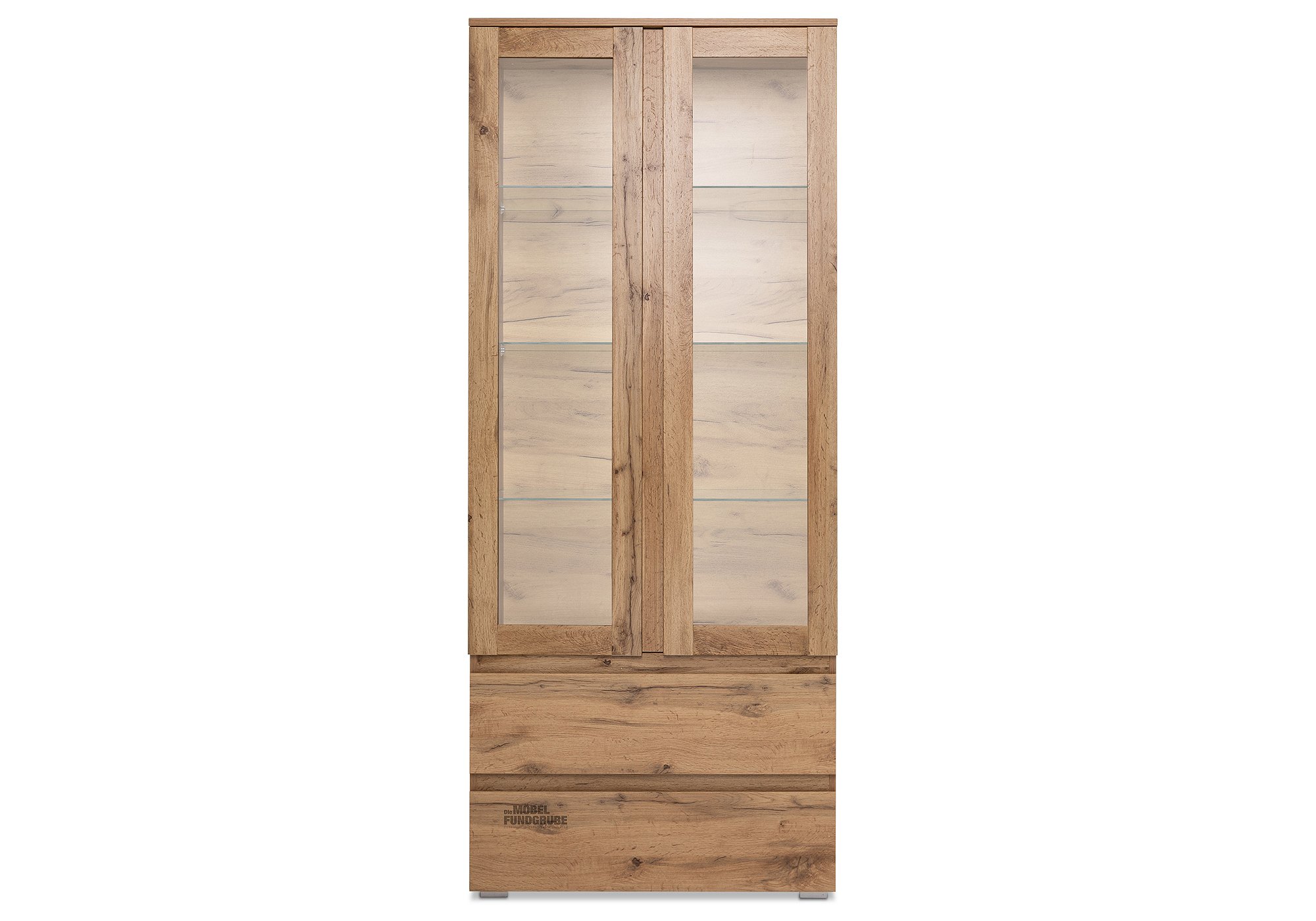 Vitrine mit 2 Glastüren Honig Eiche - 191 cm - IMAGE