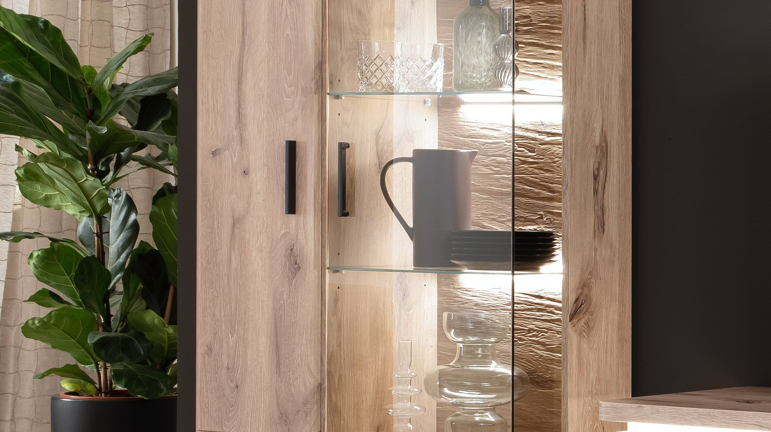 Wohnwand Viking Oak - anthrazit - 295 cm - MODENA