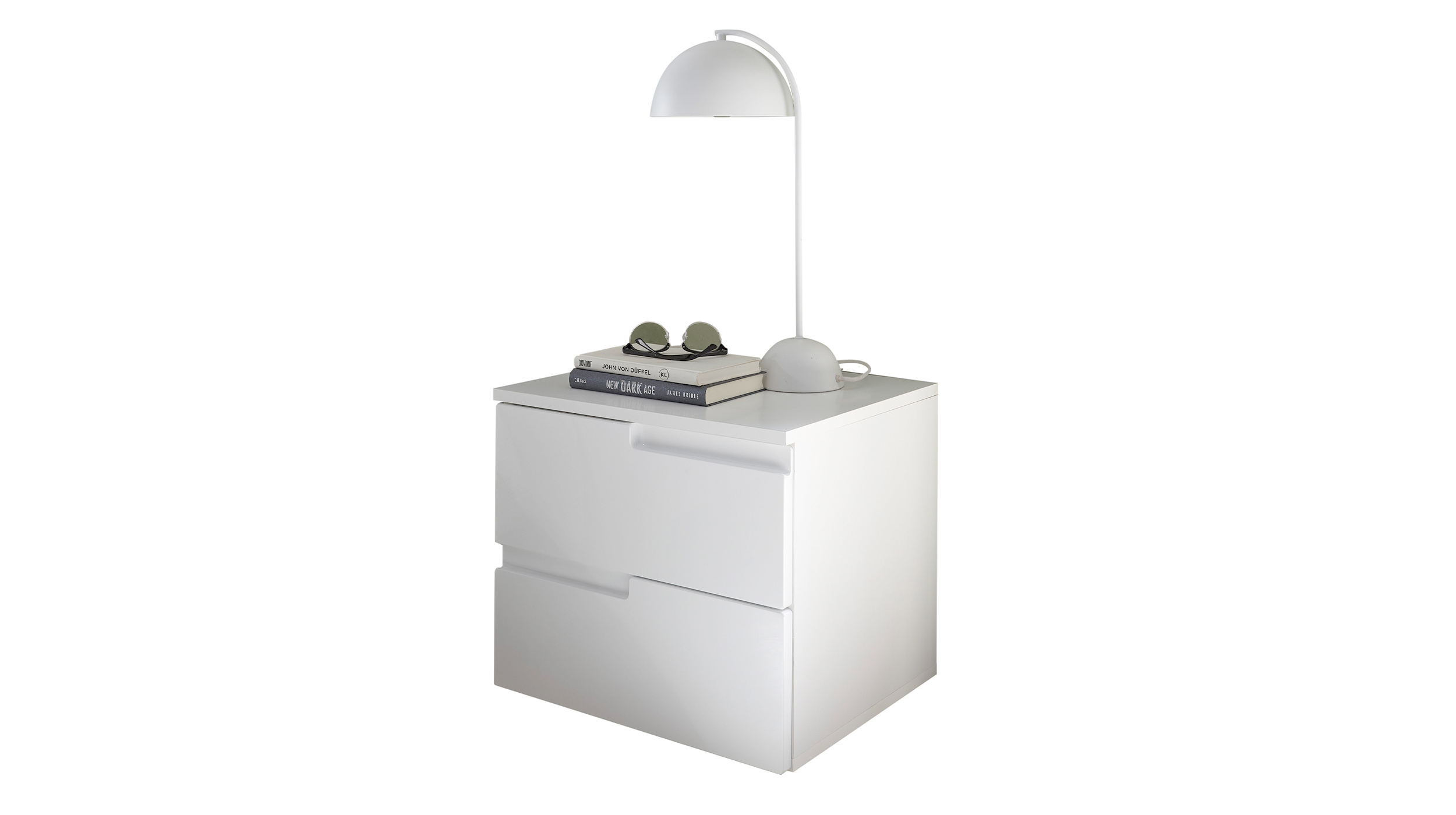 Nachttisch weiß hochglanz 46 x 42 cm 2 Schubladen - SPICE Nachttisch weiß hochglanz 46 x 42 cm 2 Schubladen - SPICE