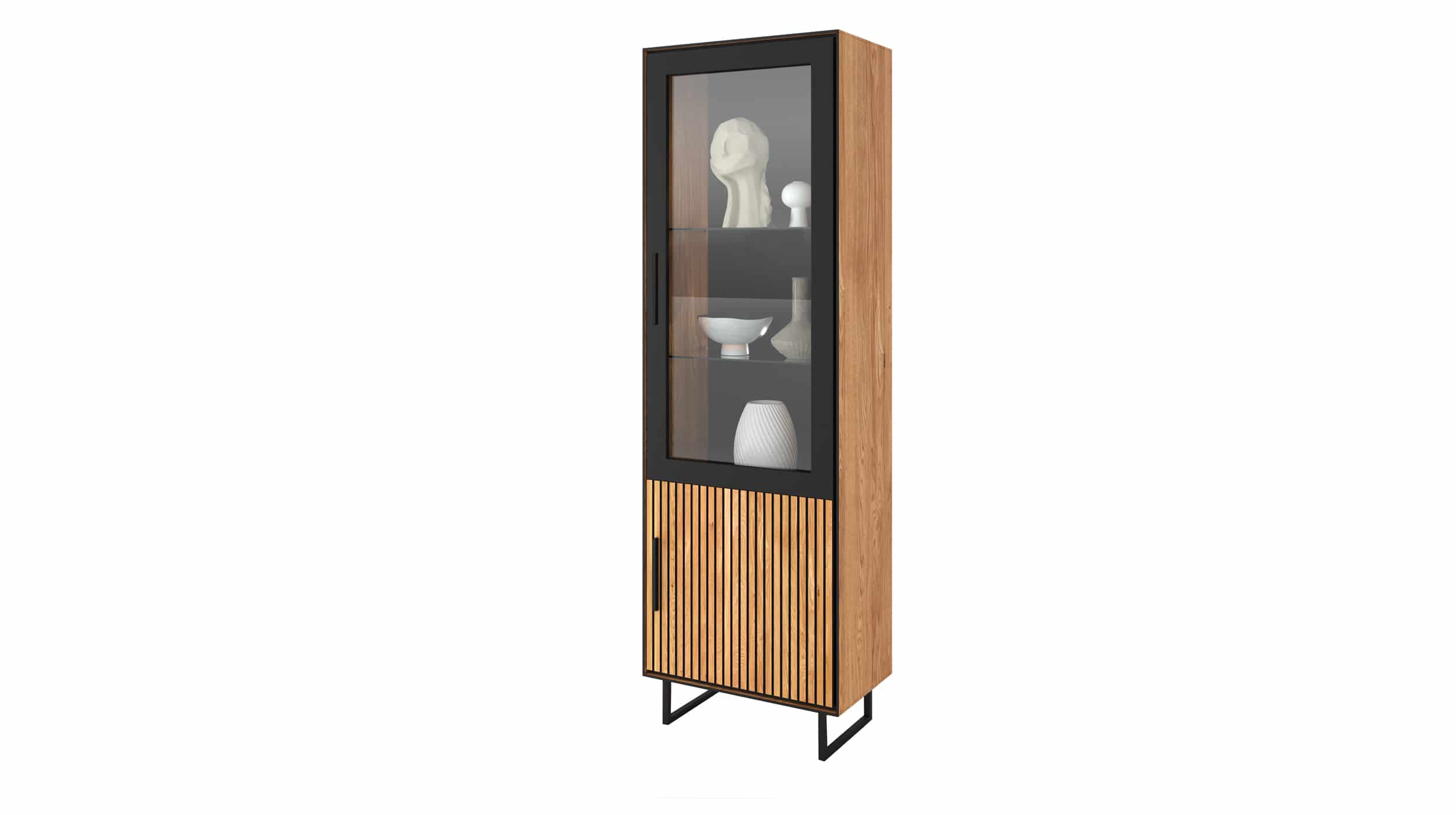 Vitrine mit Glastür Eiche teilmassiv geölt Breite 54 cm - BELLA Vitrine mit Glastür Eiche geölt 54 cm - BELLA