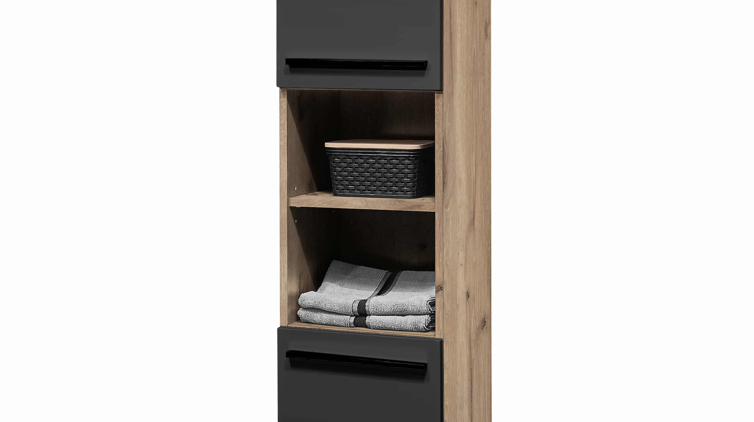 Bad Hochschrank schwarz - Viking Oak 190 cm - VISTA
