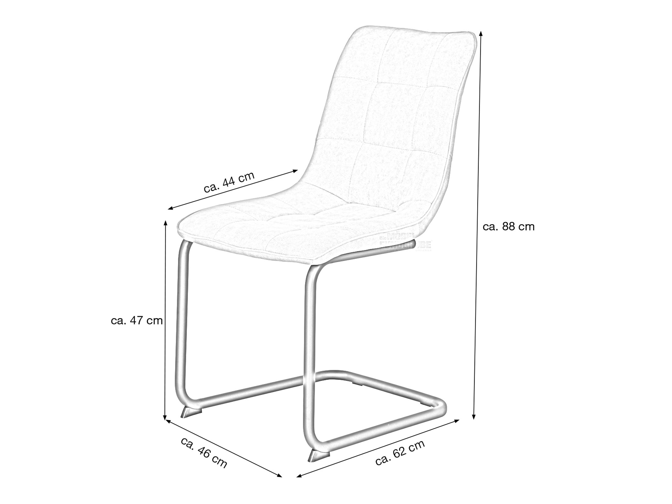Schwingstuhl vintage grau Freischwinger Microfaser - JENNY