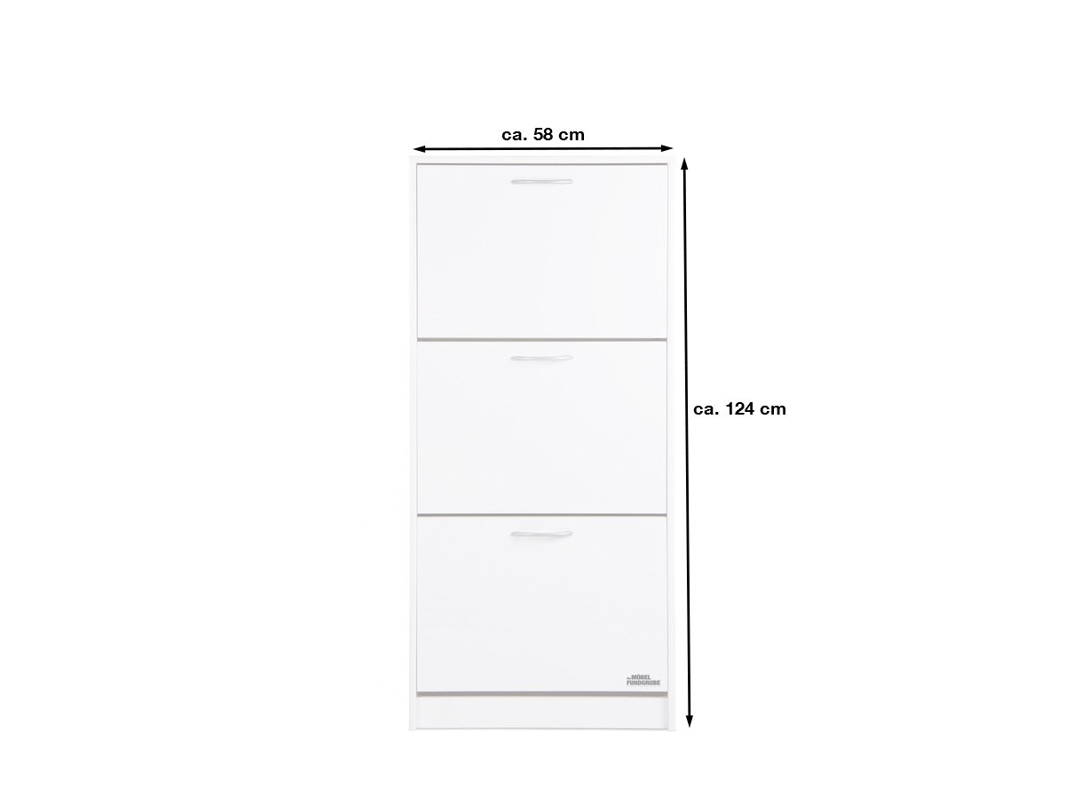 Schuhschrank weiß 58 x 124 cm 3 Türen - MAINZ 1