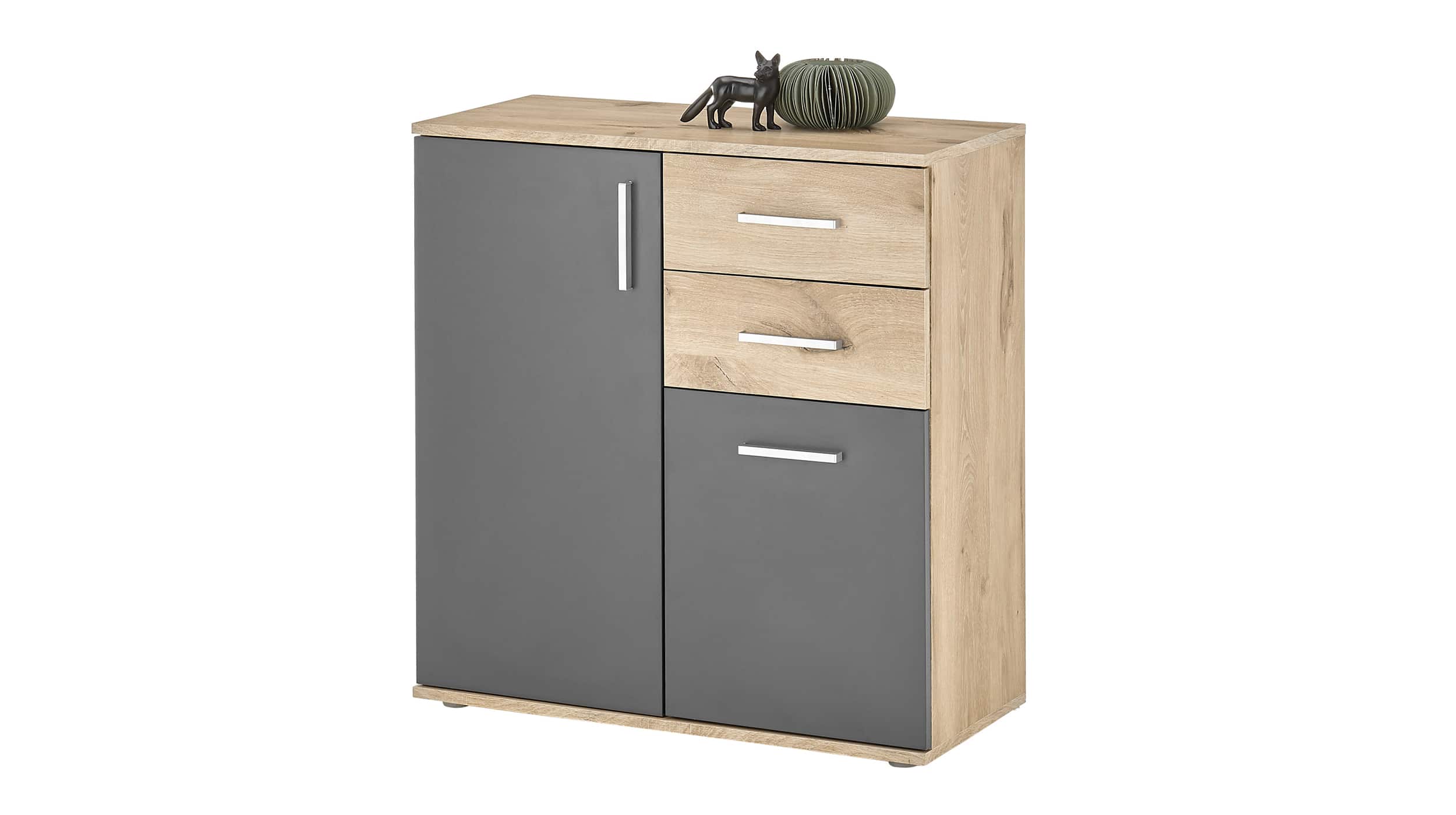 Kommode Viking Oak - grau 80 x 84 cm 2 Schubladen - BOBBY Kommode Viking Oak - grau 80 x 84 cm 2-türig - BOBBY