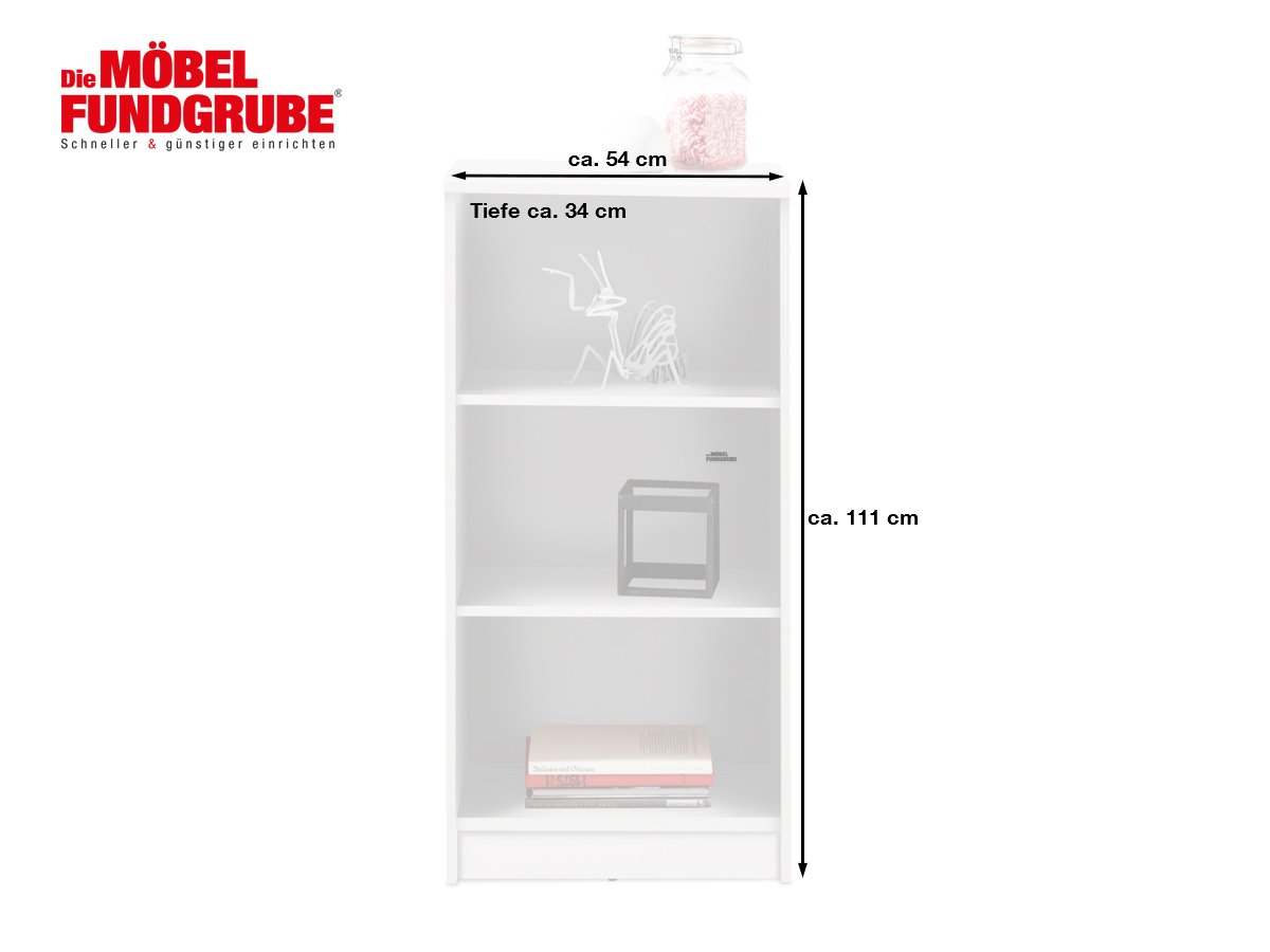 Bücherregal Standregal weiß 54 x 111 cm - 2 Einlegeböden - OPTIMUS