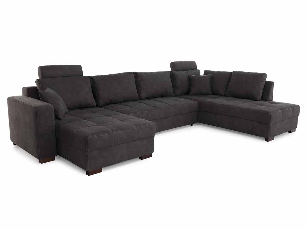 Wohnlandschaft mit Schlaffunktion grau Bettkasten 357 cm - ANTEGO Wohnlandschaft mit Schlaffunktion grau Bettkasten 357 cm - ANTEGO