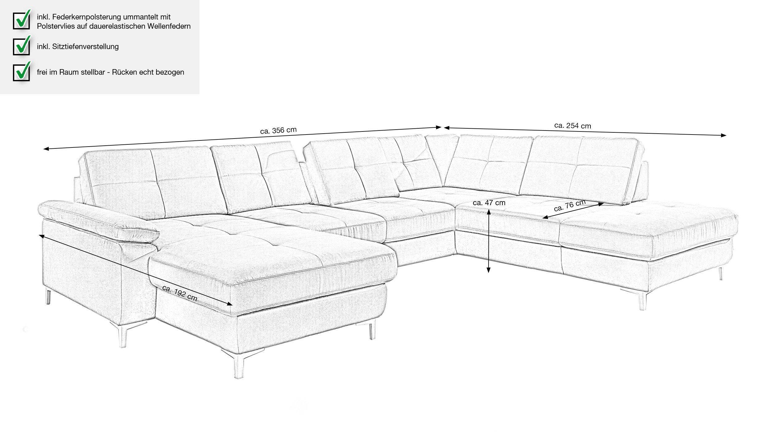 Couchliebe® Wohnlandschaft planbar - grau - Basis Version - SEATTLE