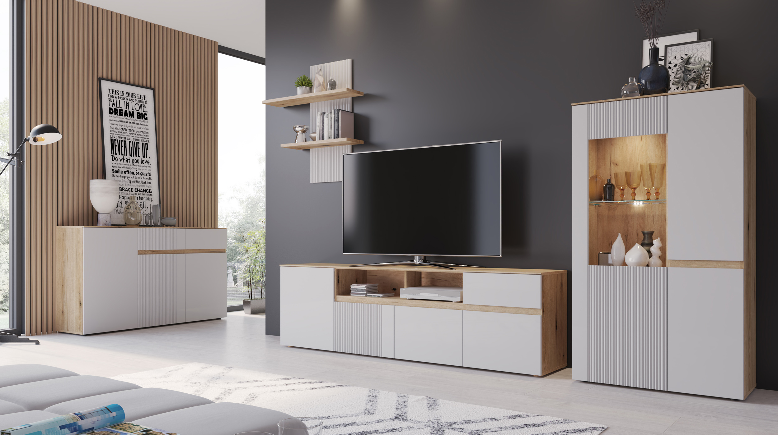 Wandboard grau - Coast Evoke Eiche - 84 cm - MANILLA