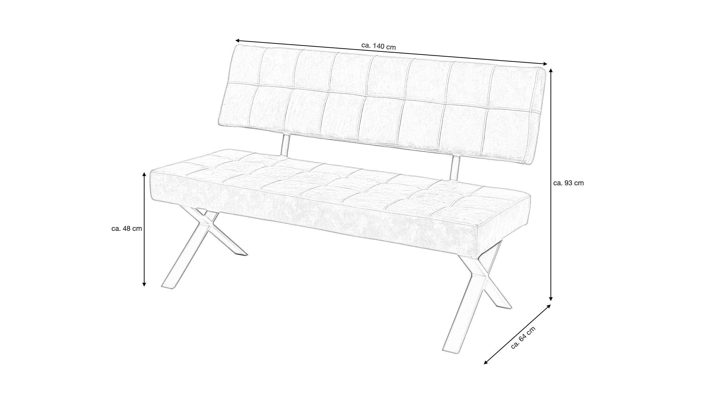 Sitzbank mit Rückenlehne 140 cm Lederlook braun Bank - DONNA
