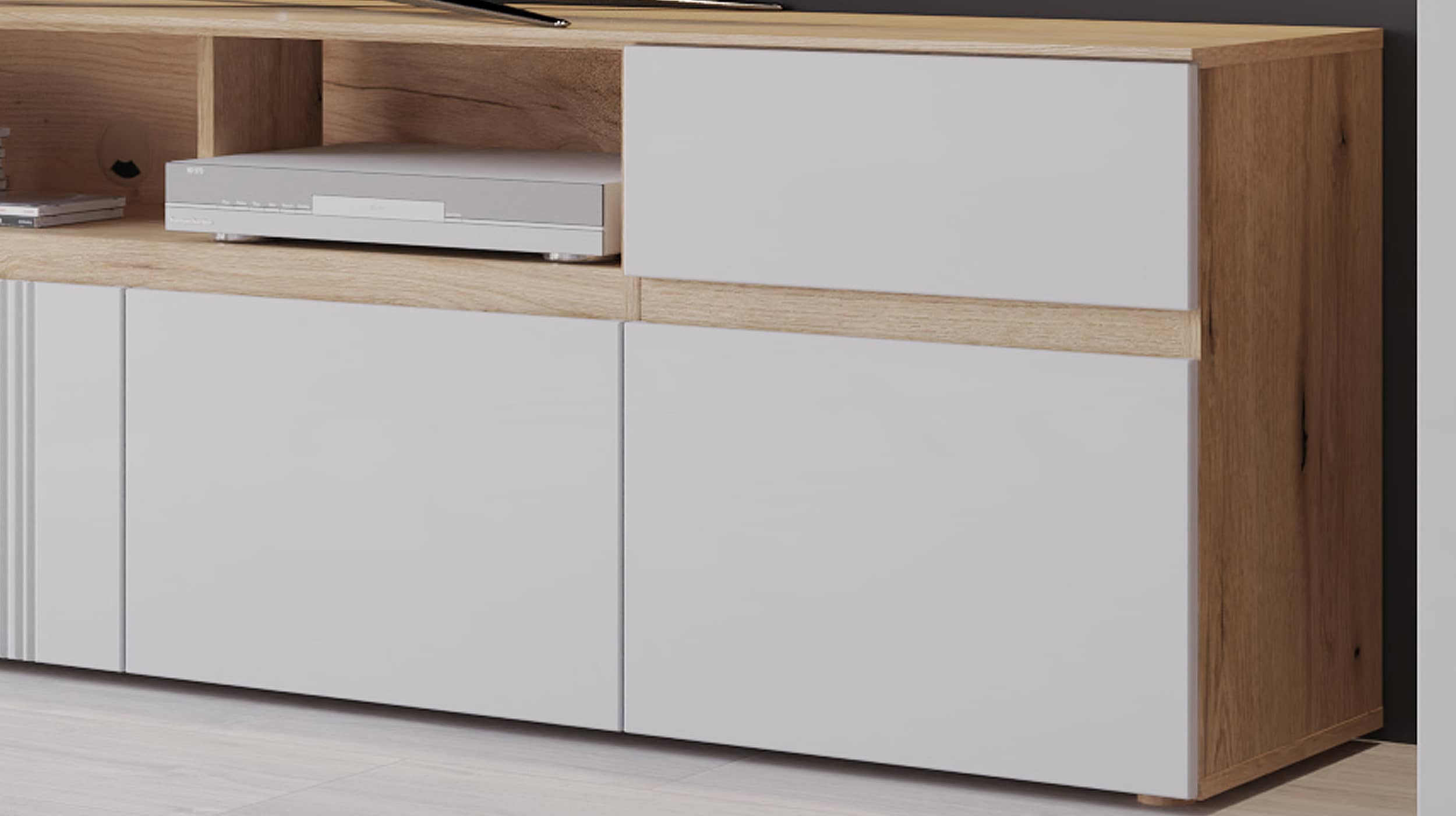 TV-Lowboard Coast Evoke Eiche - grau 200 cm - MANILLA
