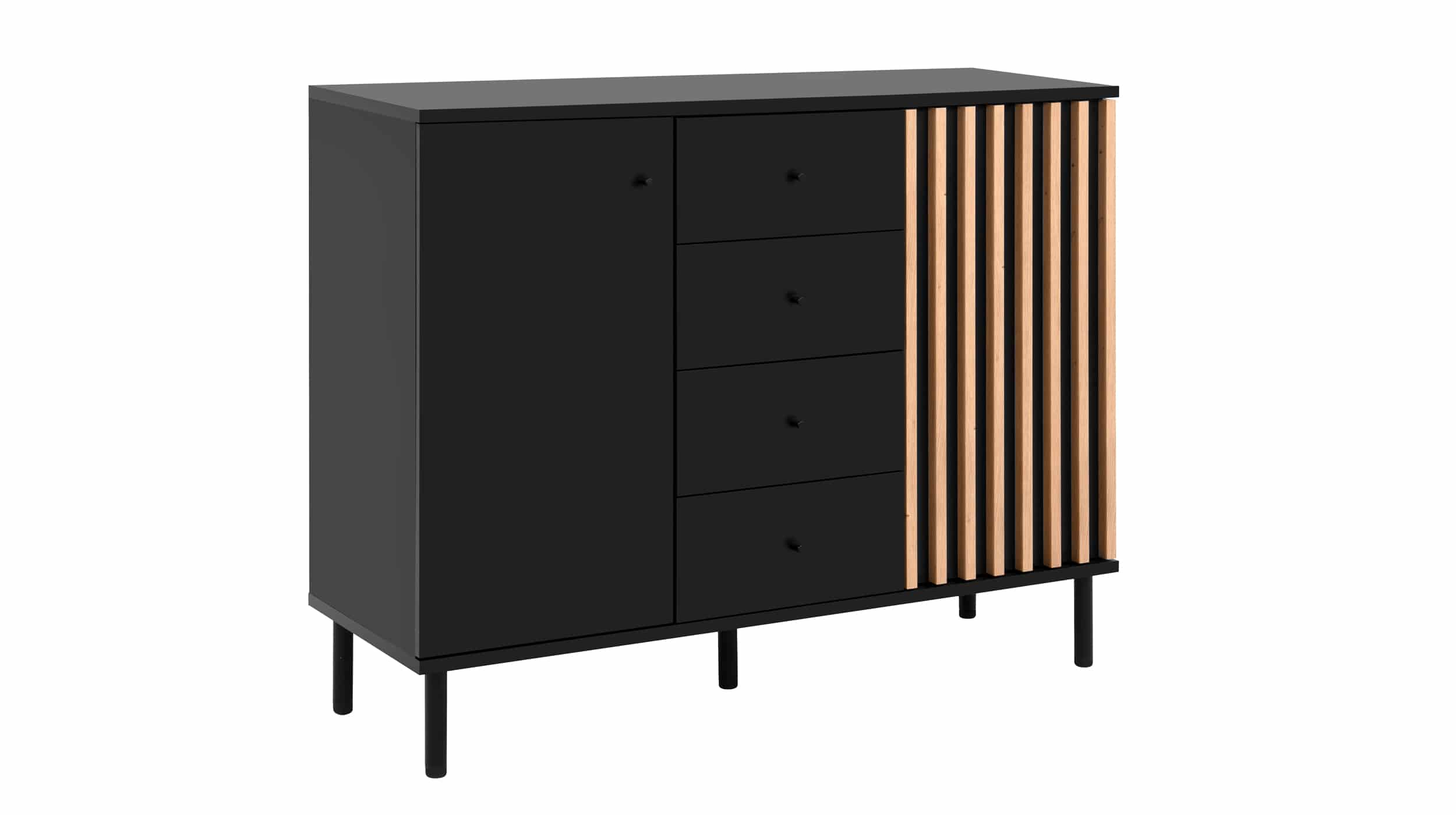 Kommode 4 Schubladen schwarz Artisan Eiche 118 cm - MONZA Kommode 4 Schubladen schwarz Artisan Eiche 118 cm - MONZA