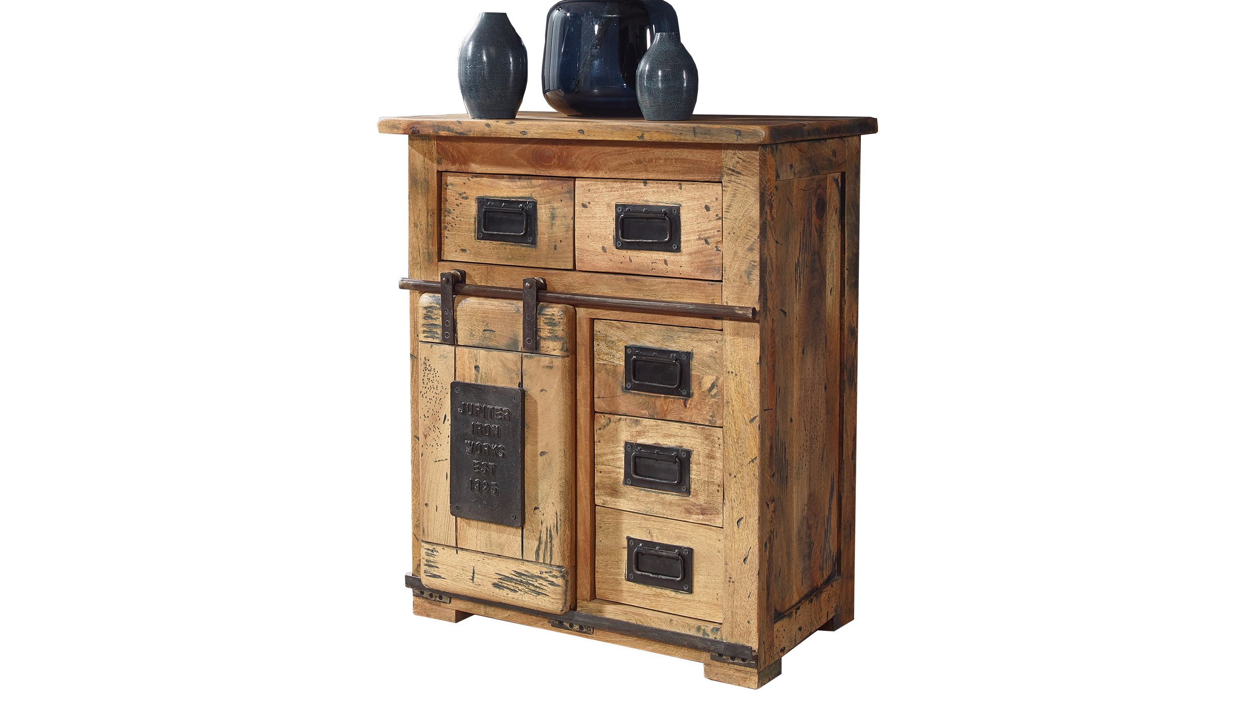 Sideboard mit 1 Rolltür Mango massiv 70 cm - EMANUEL Sideboard mit 1 Rolltür Mango massiv 70 cm - EMANUEL