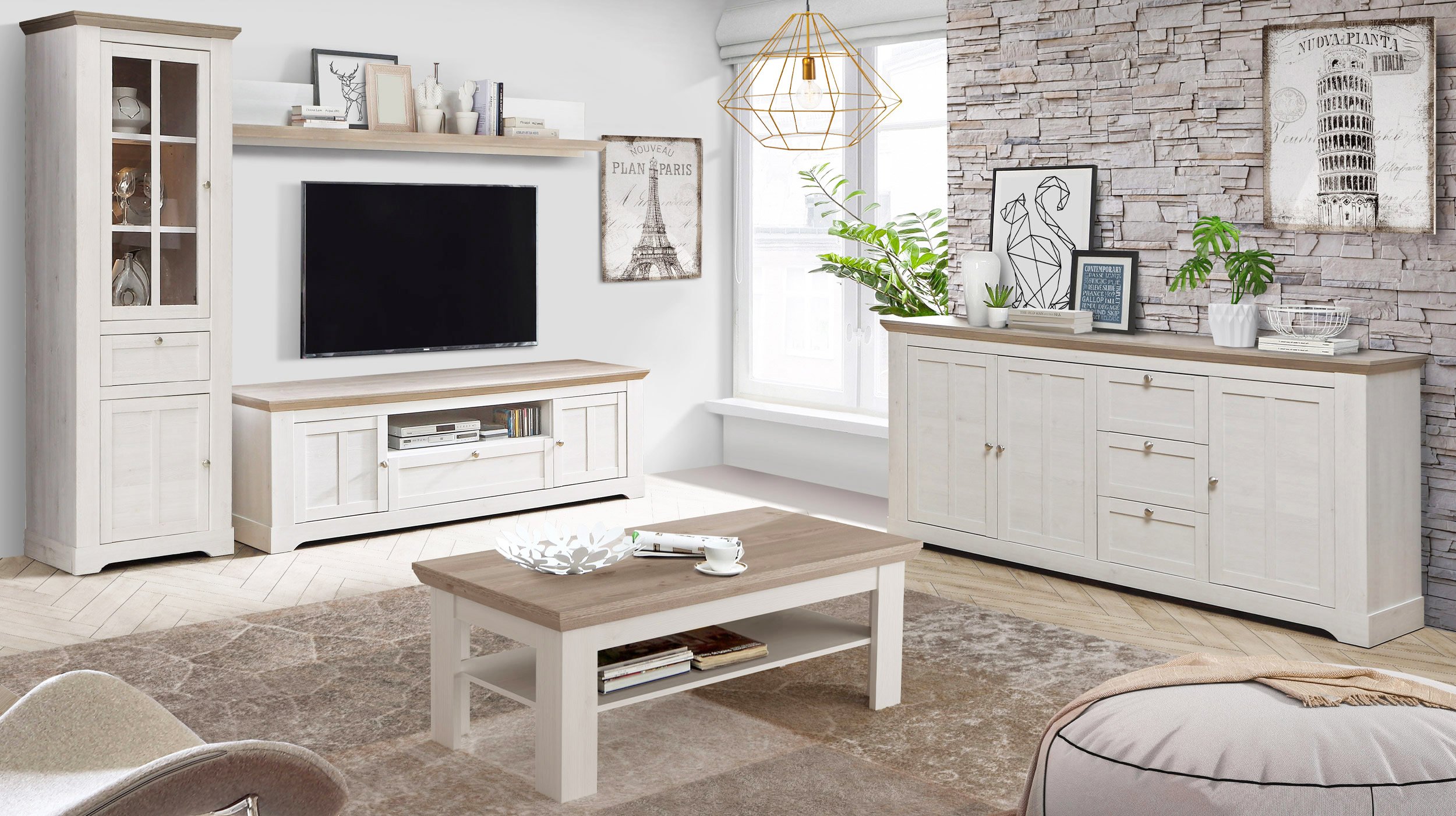Couchtisch 120 cm Schneeeiche - Nelson Eiche - ILOPPA