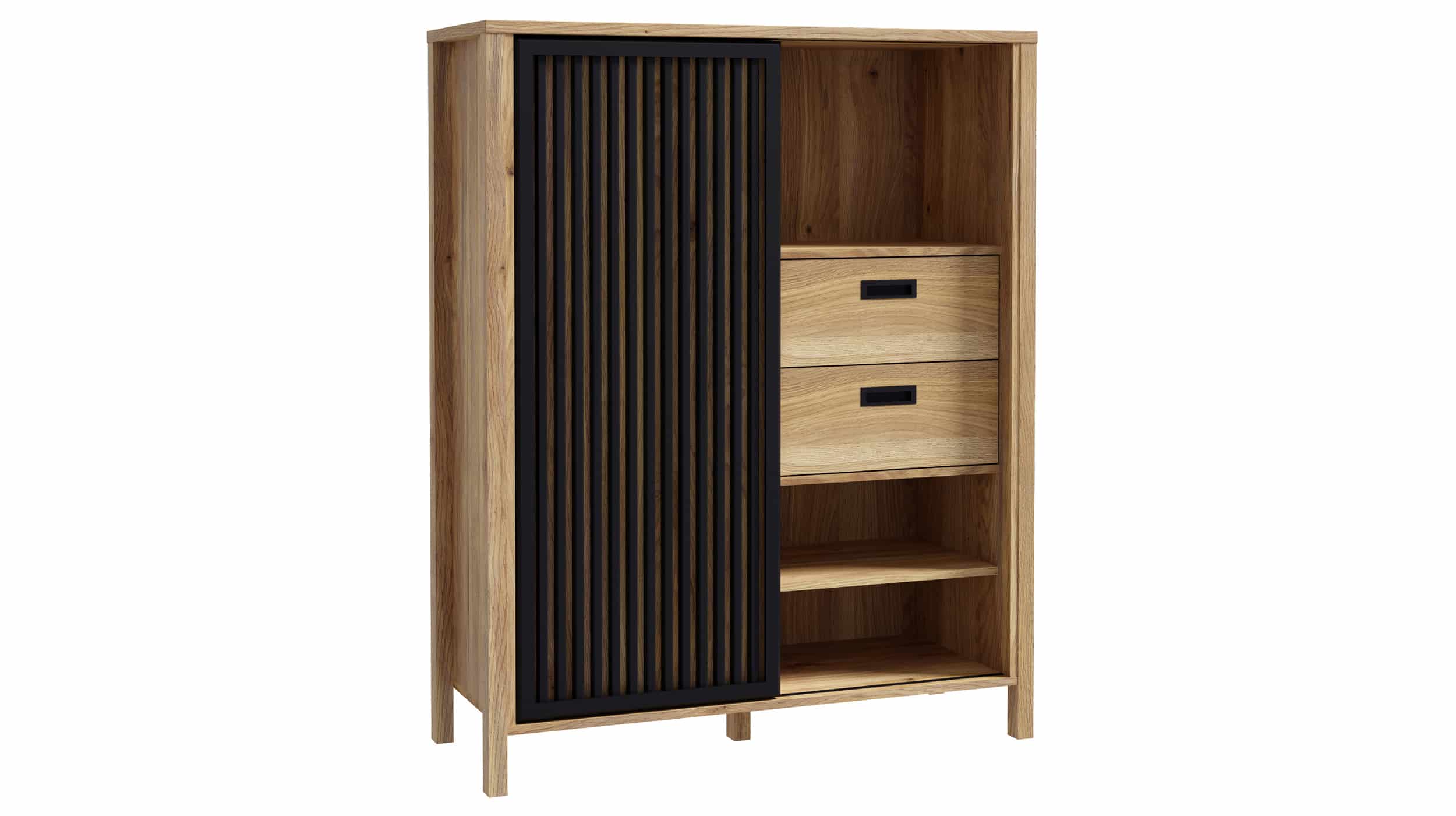 Highboard - Schiebetür - Mauvella Eiche - schwarz - 103 cm - JYTANA Highboard Mauvella Oak Eiche - schwarz 103 cm - JYTANA