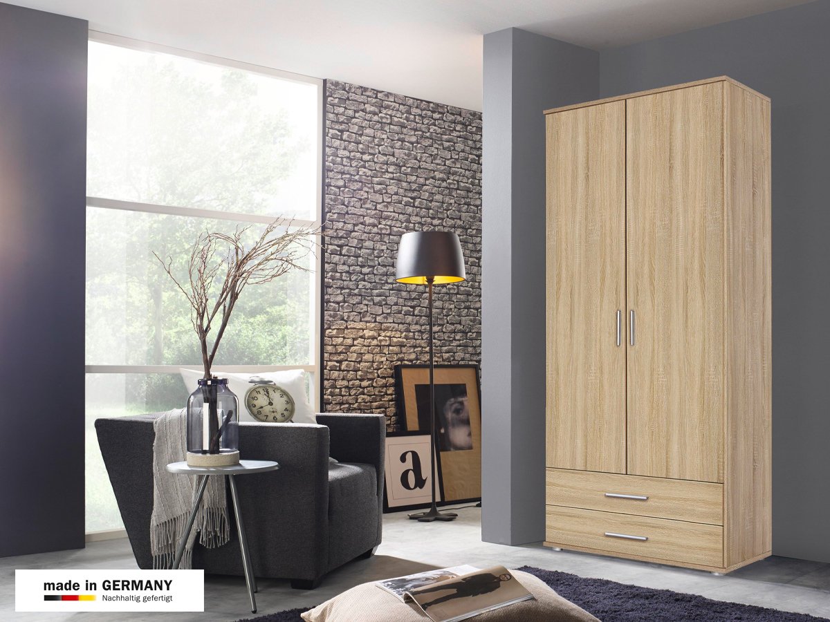Kleiderschrank Sonoma Eiche 85 cm 2-türig - RASANT