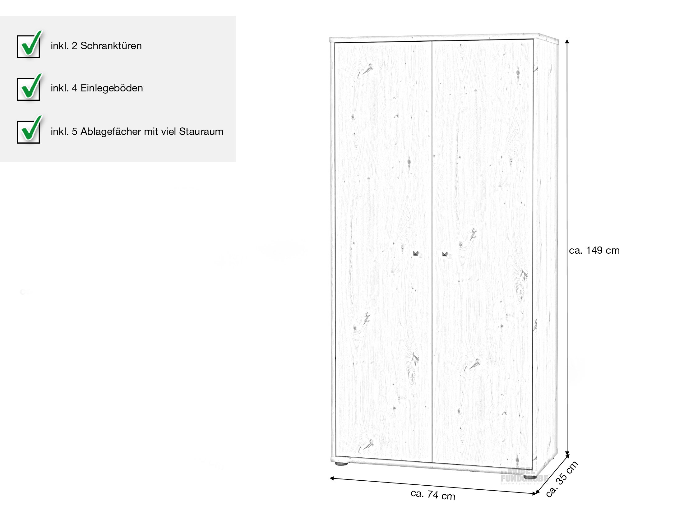 Mehrzweckschrank Artisan Oak 74 x 35 cm - TEMPRA
