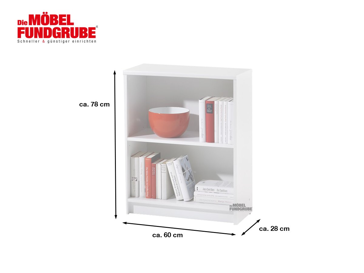 Bücherregal Standregal weiß 60 x 78 cm - 1 Einlegeboden - LILLY