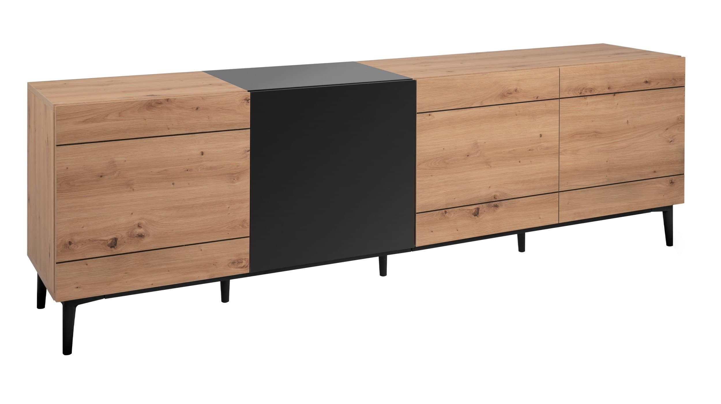 TV - Lowboard Artisan Eiche - schwarz 200 cm 4-türig - NOLA TV - Lowboard Artisan Eiche - schwarz 200 cm 4-türig - NOLA