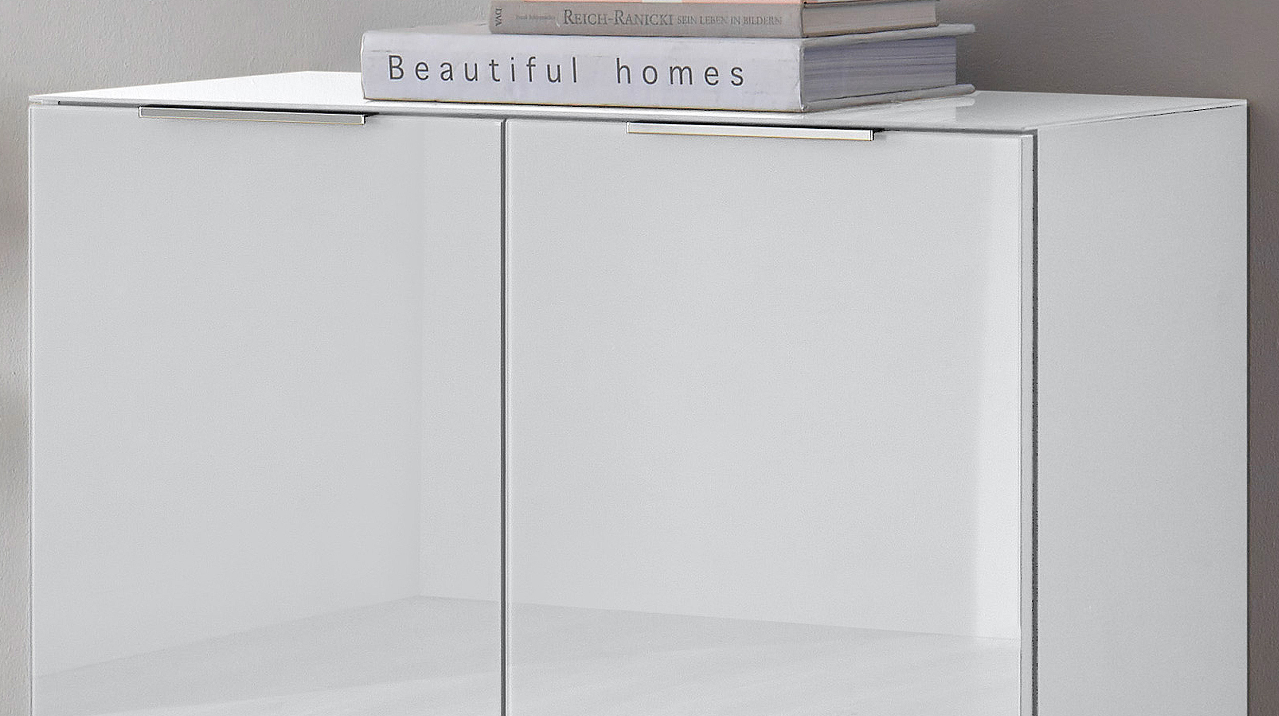 Kommode - weiß - Glasfront - 90 x 40 cm - SANTORIN