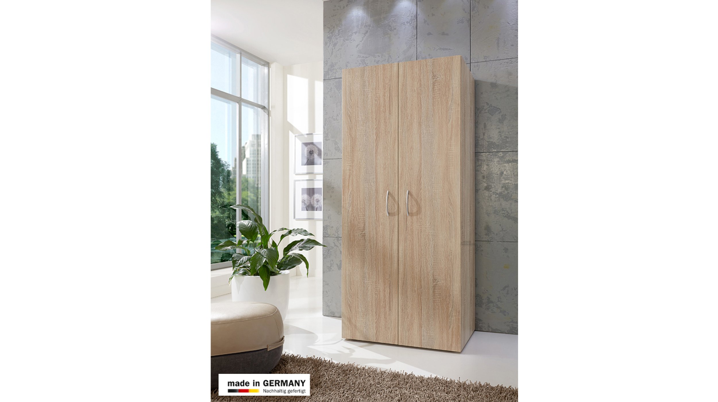 Drehtürenschrank 70 cm Sägerau Eiche - MULTIRAUMKONZEPT