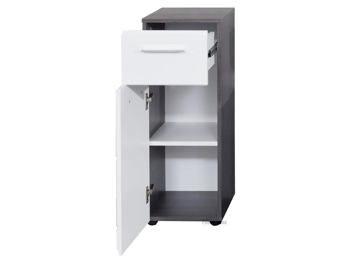 Bad Unterschrank Rauchsilber - weiß 30 cm 1-türig - LINE