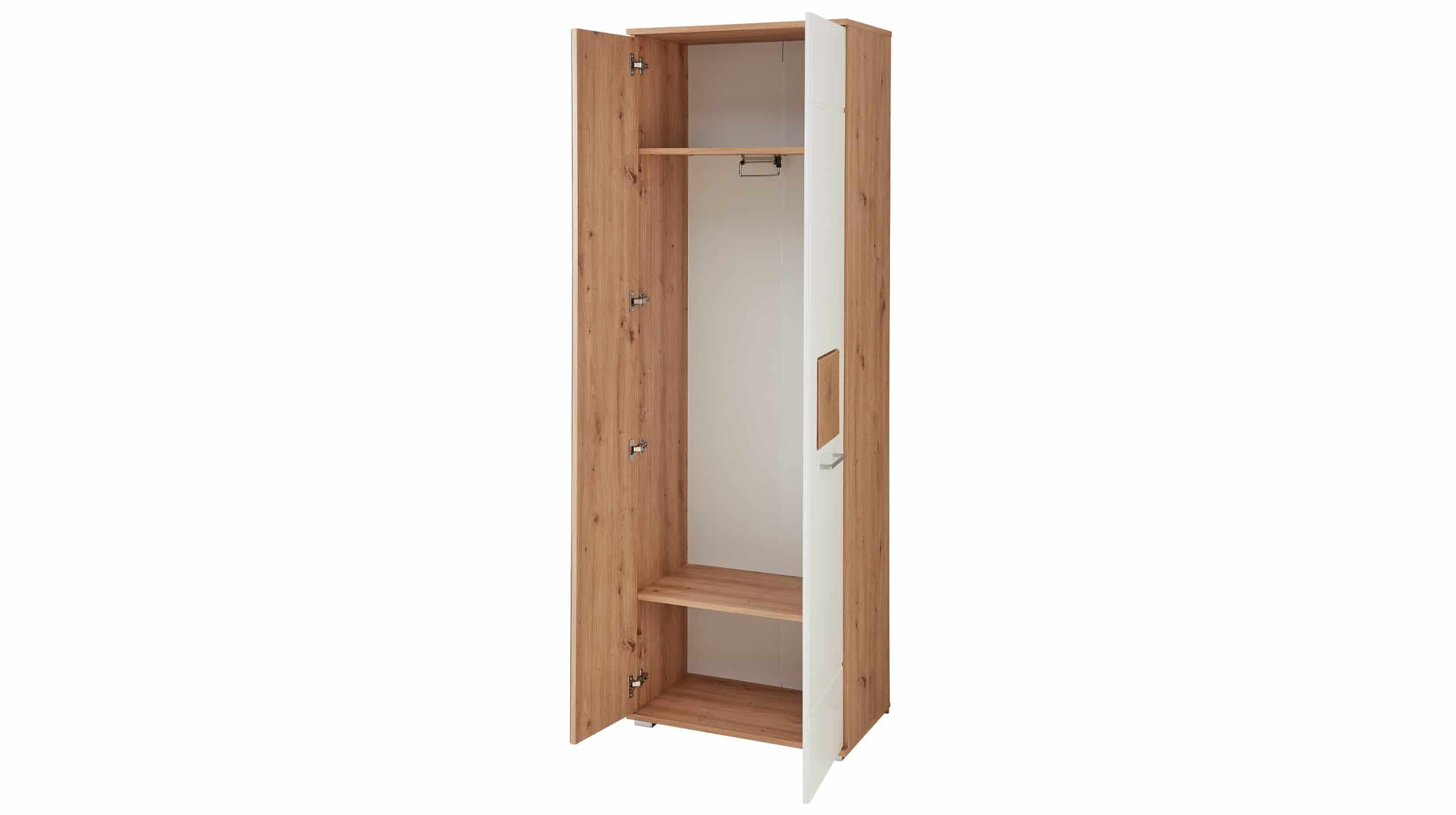 Garderobenschrank weiß hochglanz - Artisan Eiche 195 cm - FUN