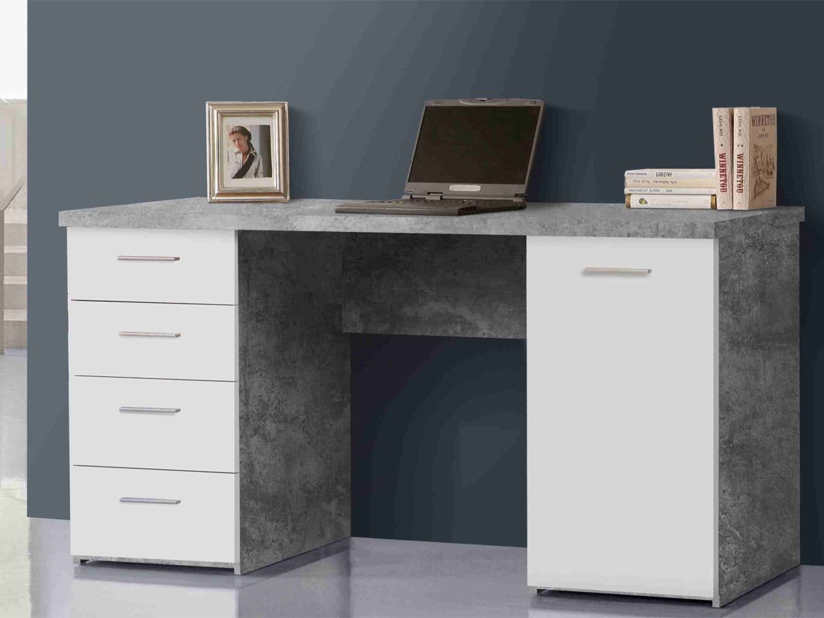 Computerschreibtisch Betonoptik-weiß 145 cm - NET