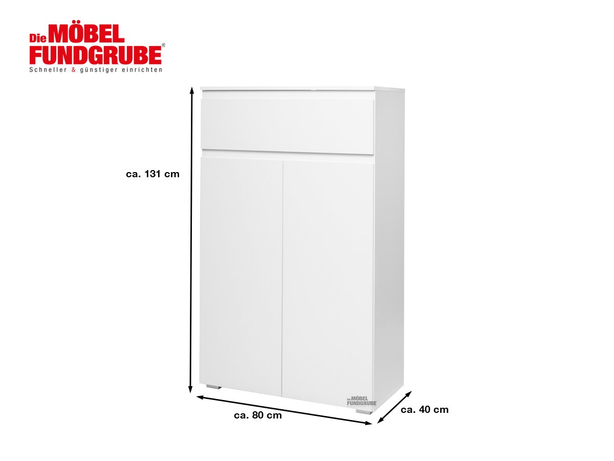 Kommode mit 1 Schublade weiß matt 80 cm - IMAGE